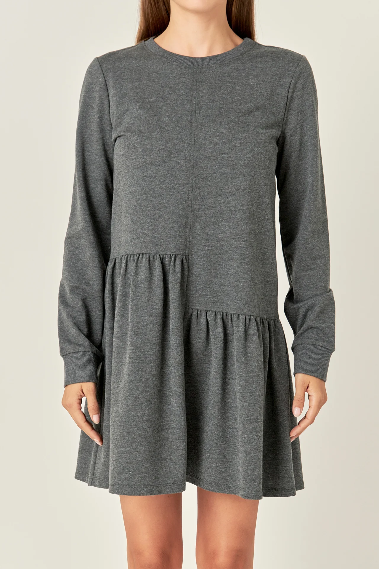 Knit Unbalanced Seam Dress - Image 2