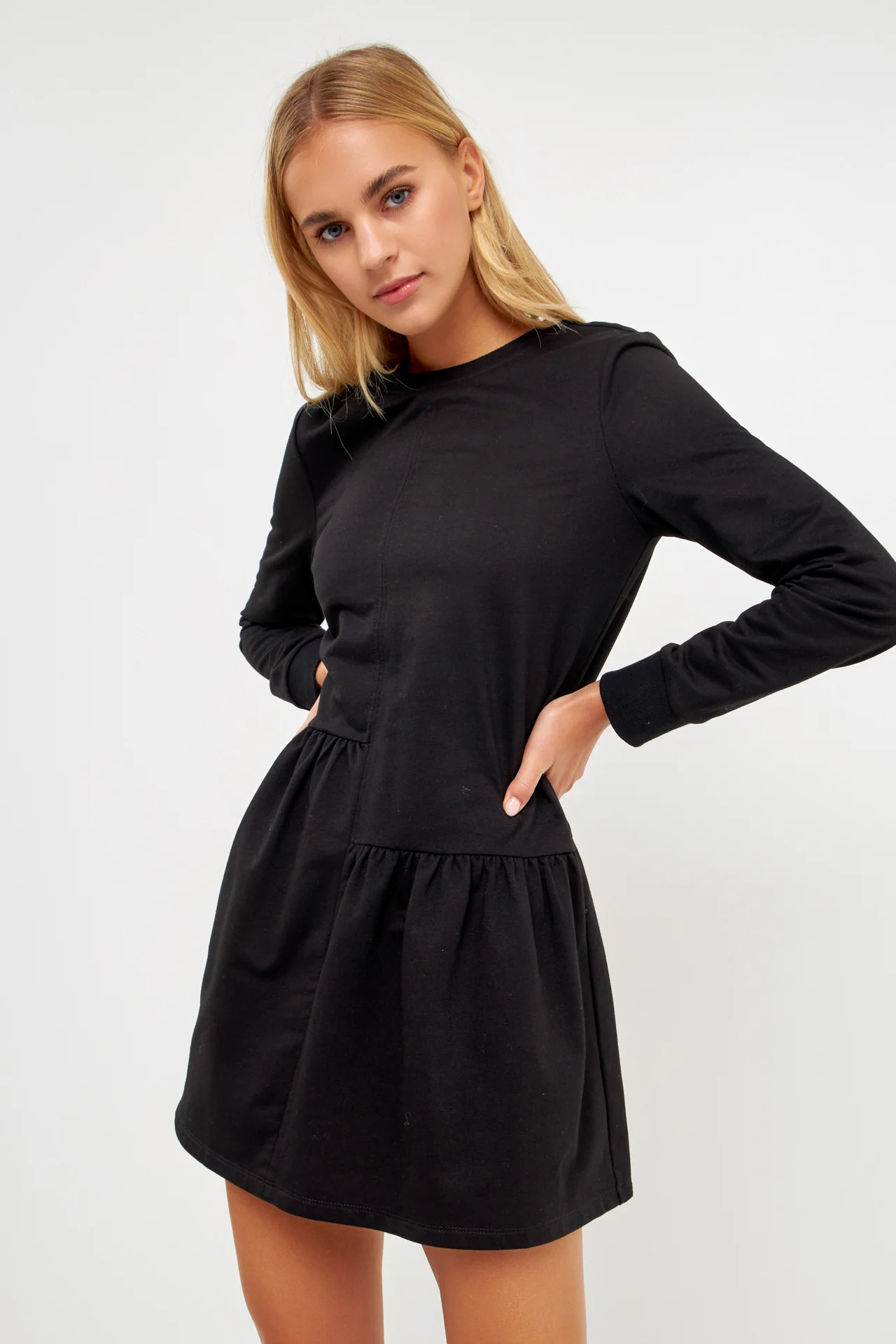 Knit Unbalanced Seam Dress - Image 20