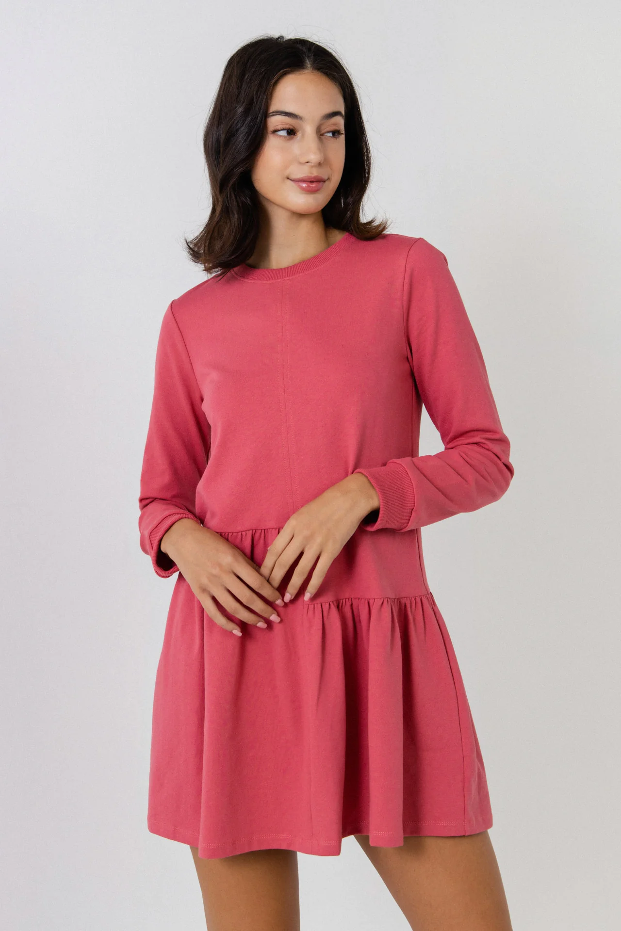 Knit Unbalanced Seam Dress - Image 24