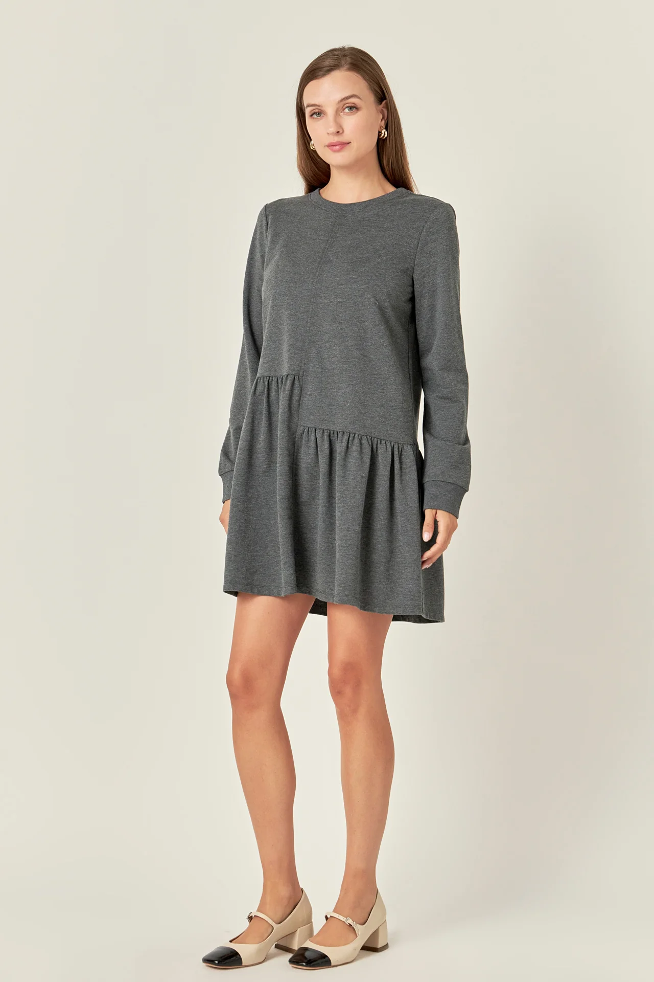 Knit Unbalanced Seam Dress - Image 3