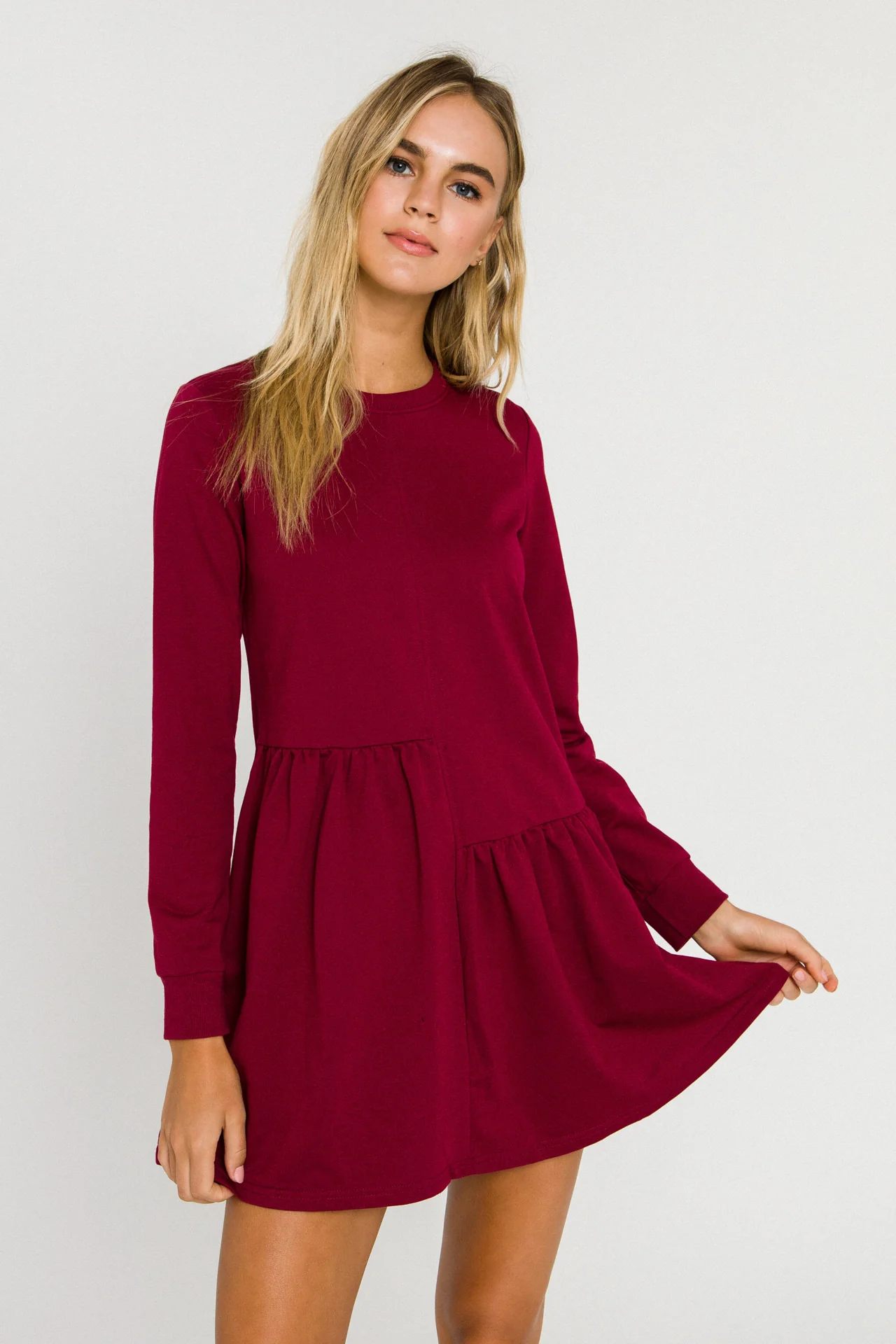 Knit Unbalanced Seam Dress - Image 30