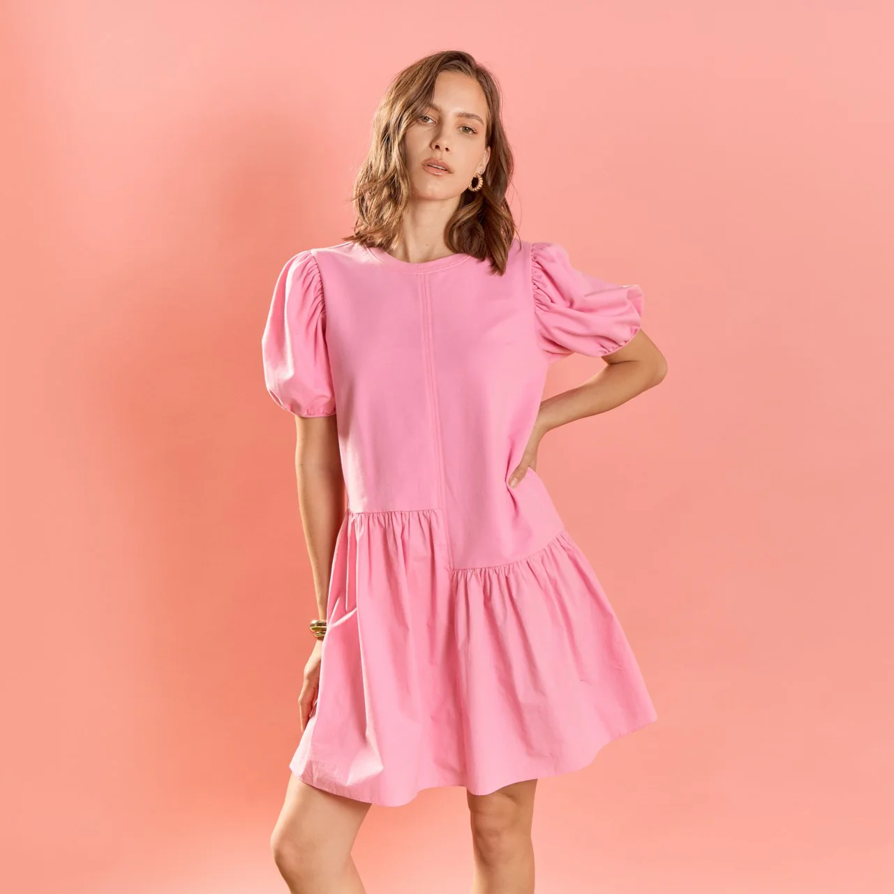 Knit Woven Mixed Dress - Image 100