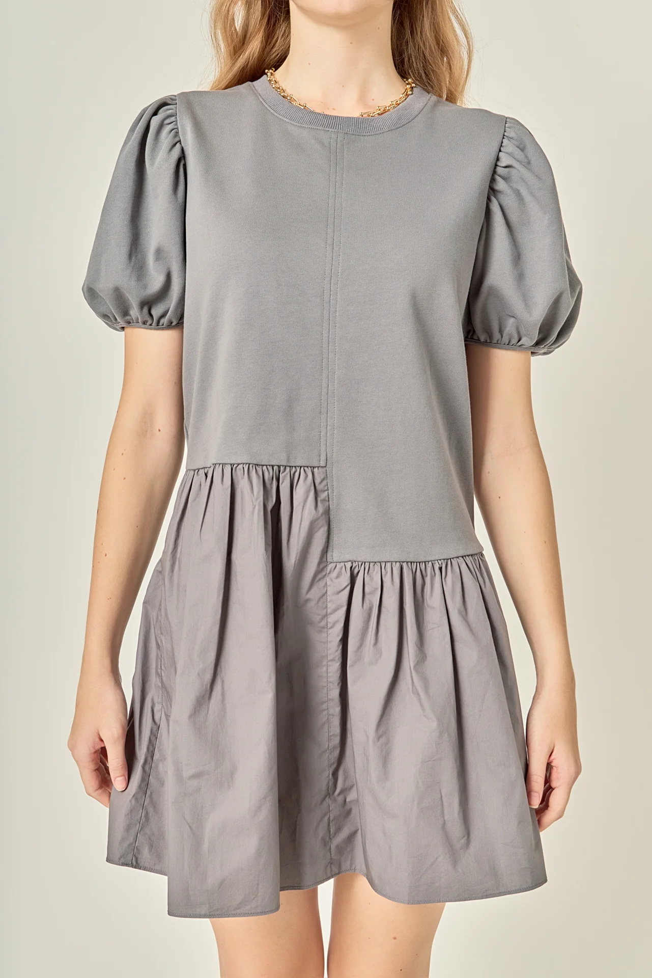 Knit Woven Mixed Dress - Image 21