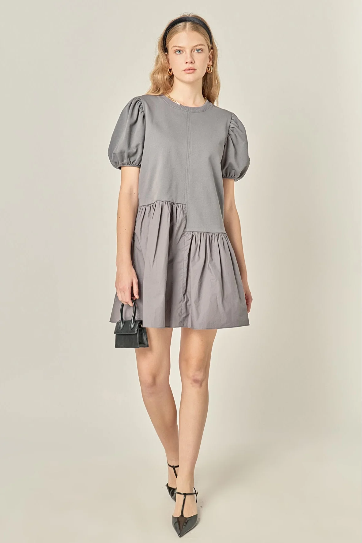 Knit Woven Mixed Dress - Image 24