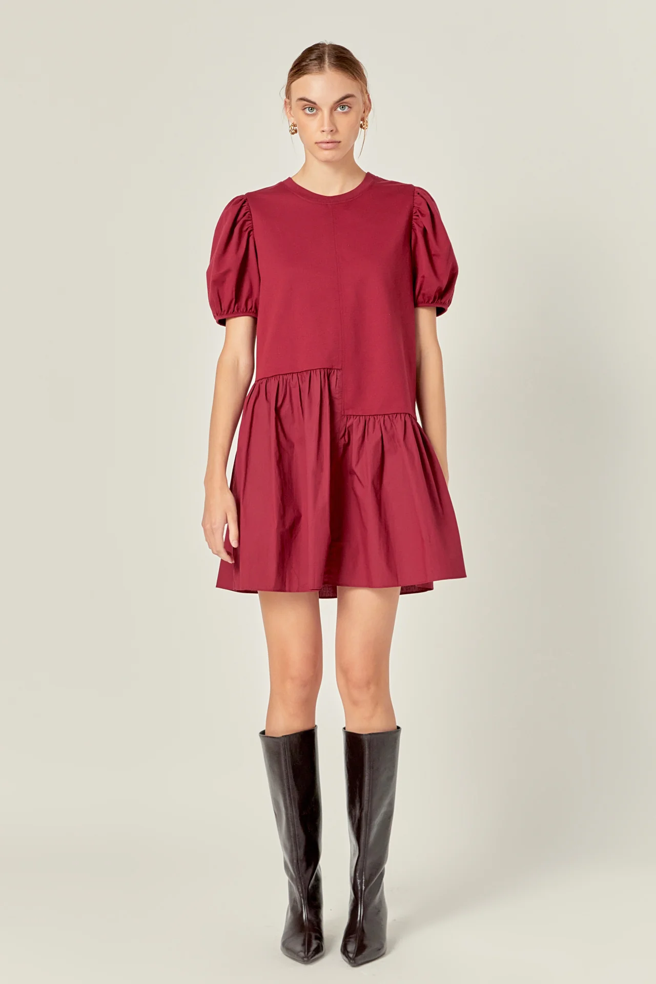 Knit Woven Mixed Dress - Image 40