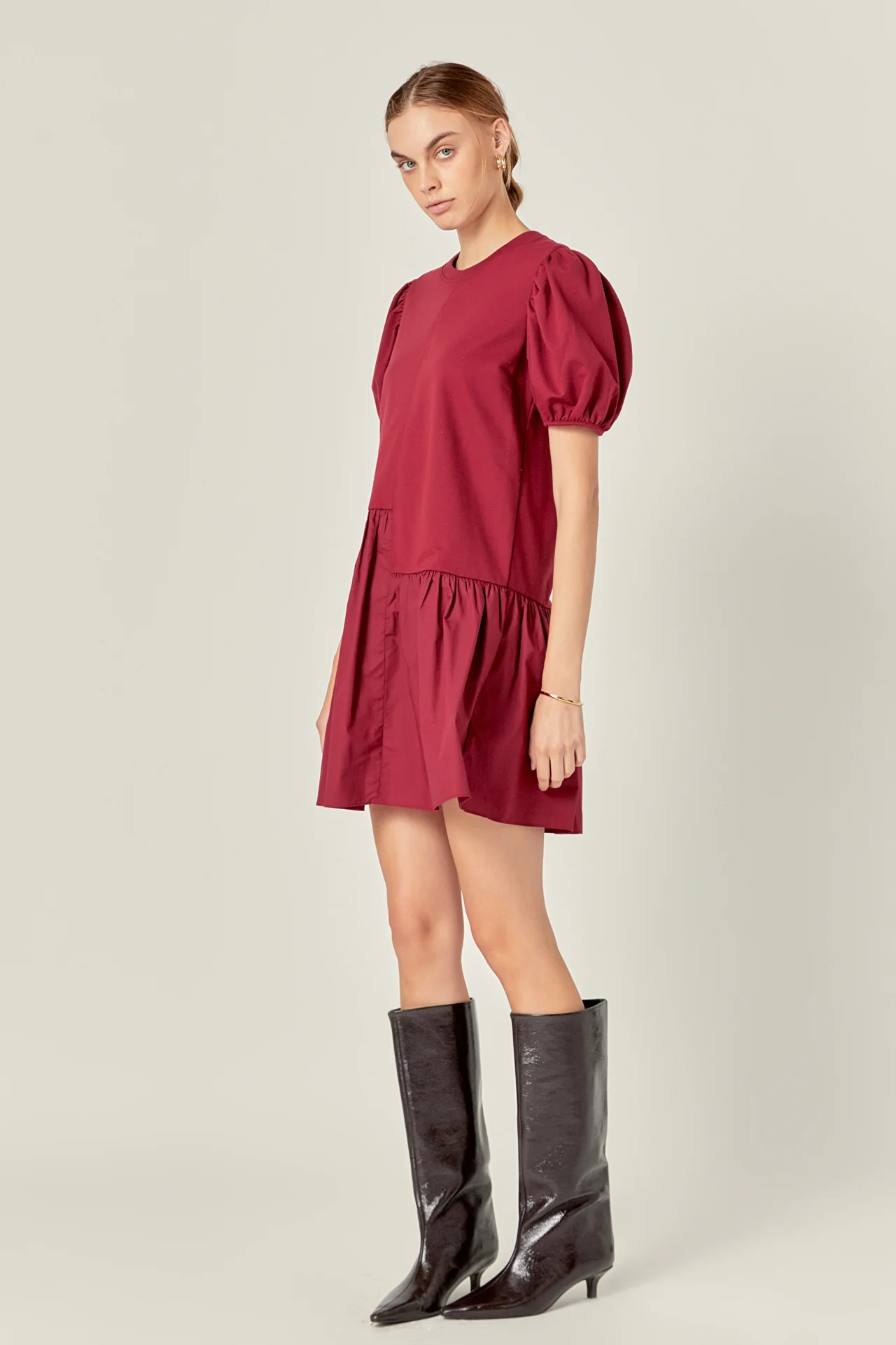 Knit Woven Mixed Dress - Image 42