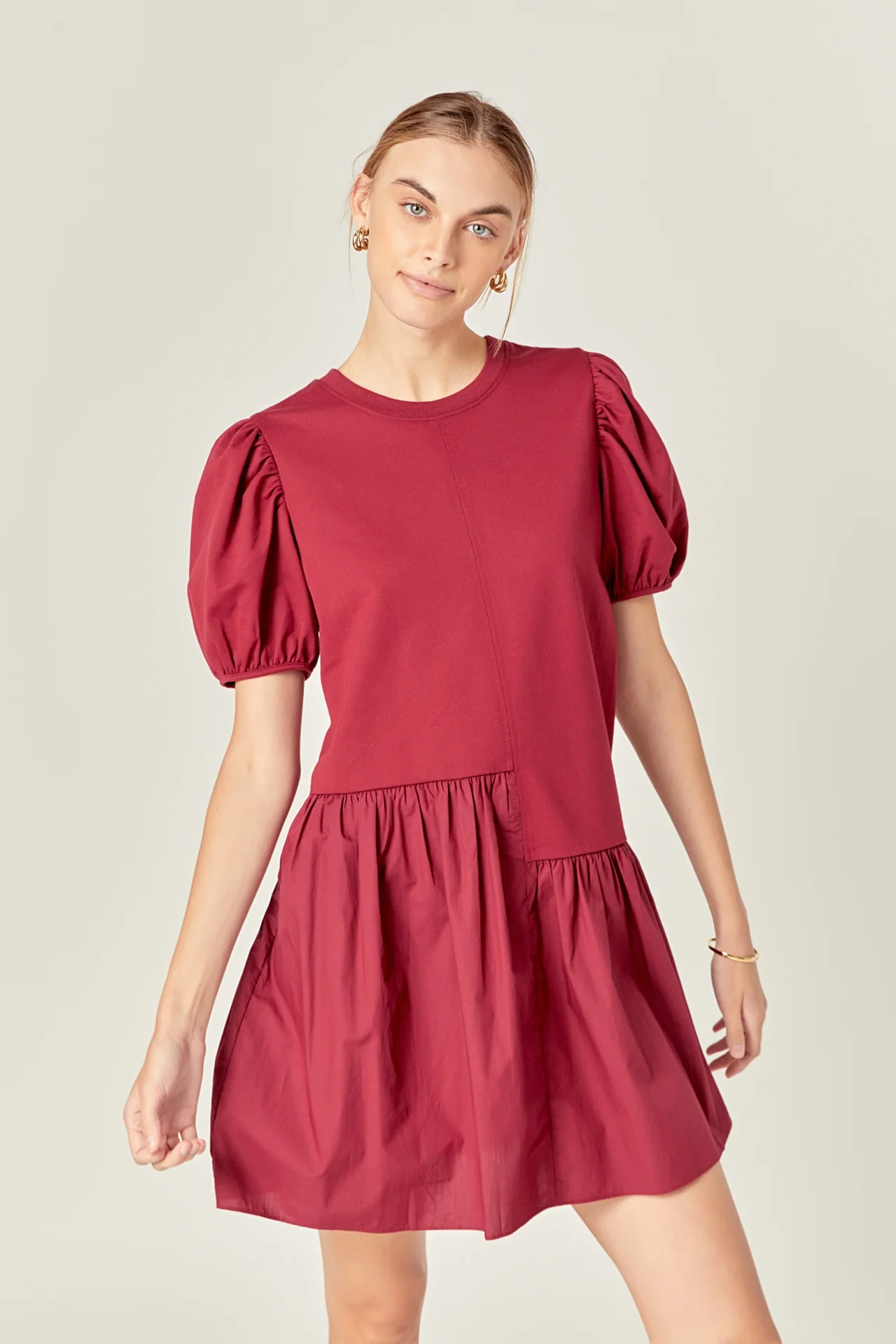 Knit Woven Mixed Dress - Image 44