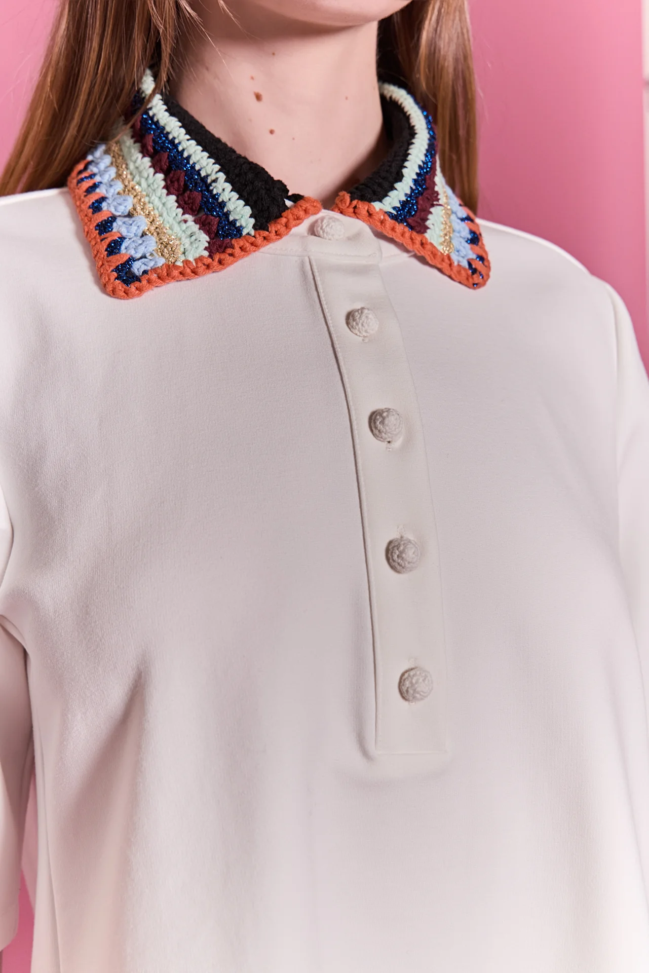 Crochet Trim A-Line Shirt Dress - Image 3