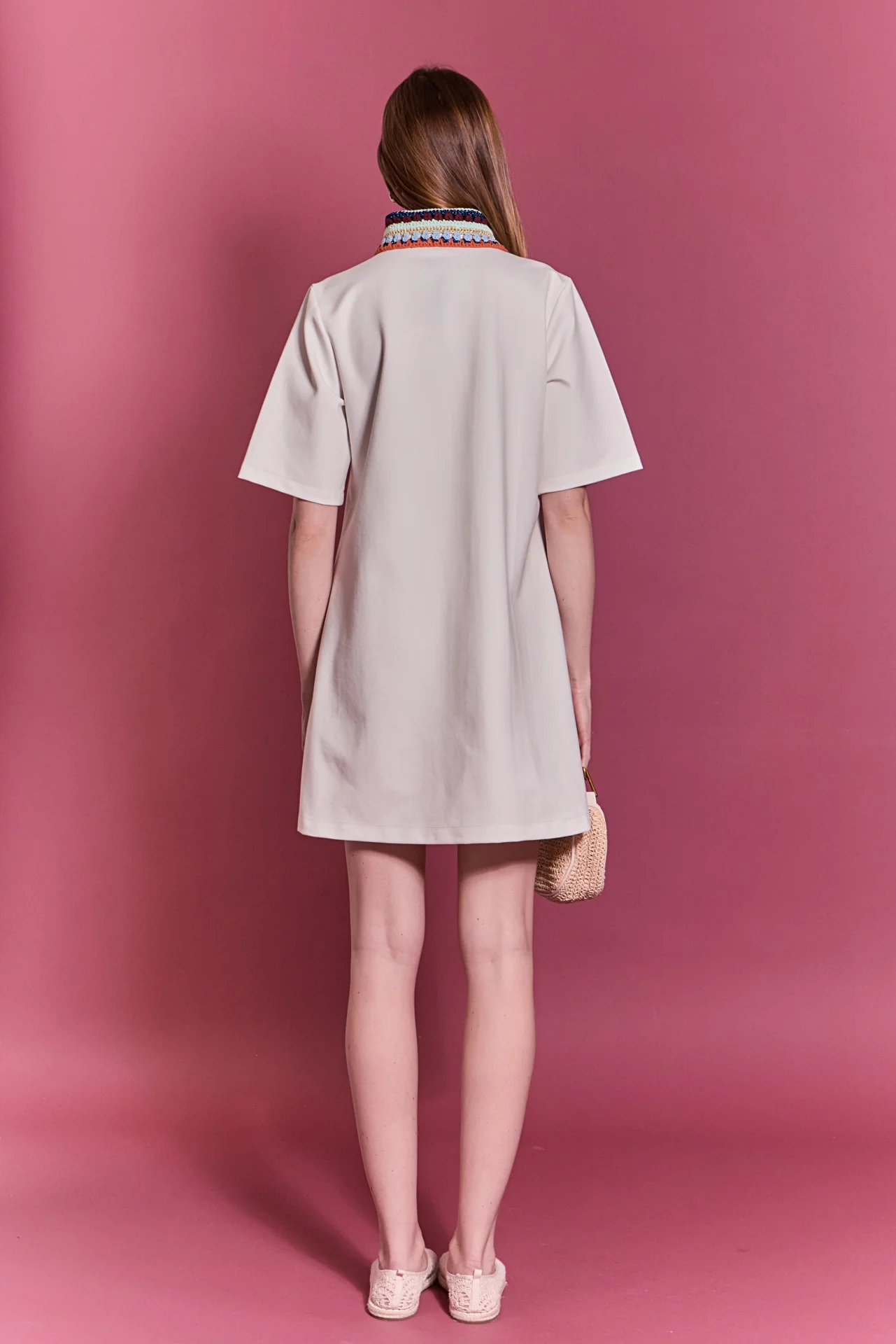 Crochet Trim A-Line Shirt Dress - Image 5
