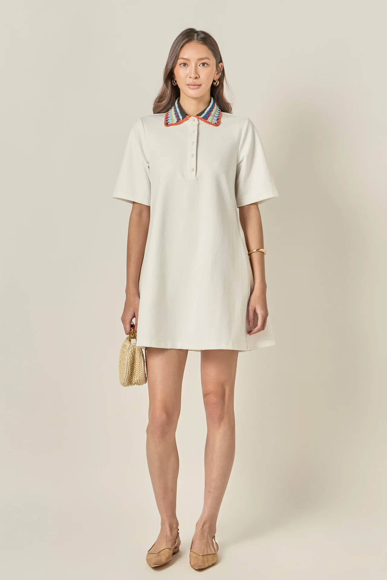 Crochet Trim A-Line Shirt Dress - Image 7