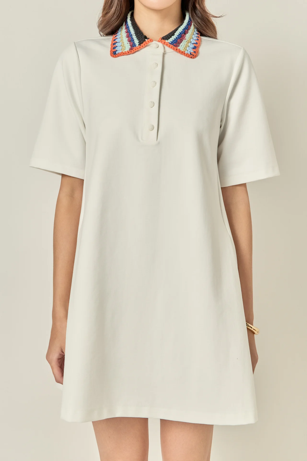 Crochet Trim A-Line Shirt Dress - Image 8