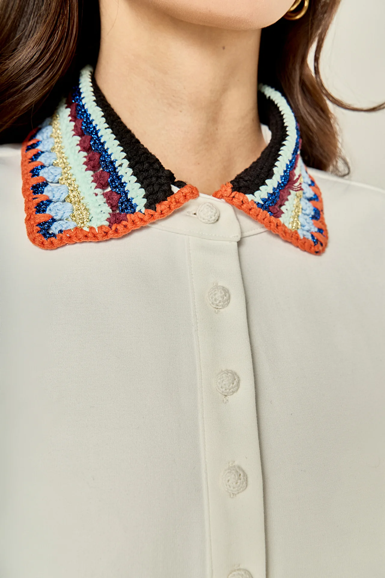 Crochet Trim A-Line Shirt Dress - Image 9