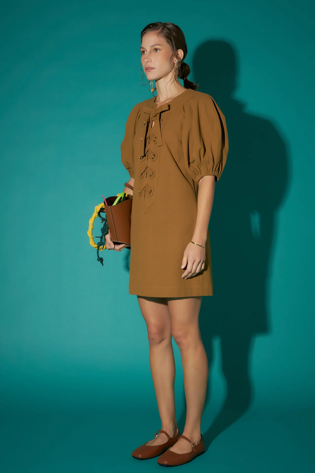 Laced Up Puffed Sleeve Mini Dress - Image 11