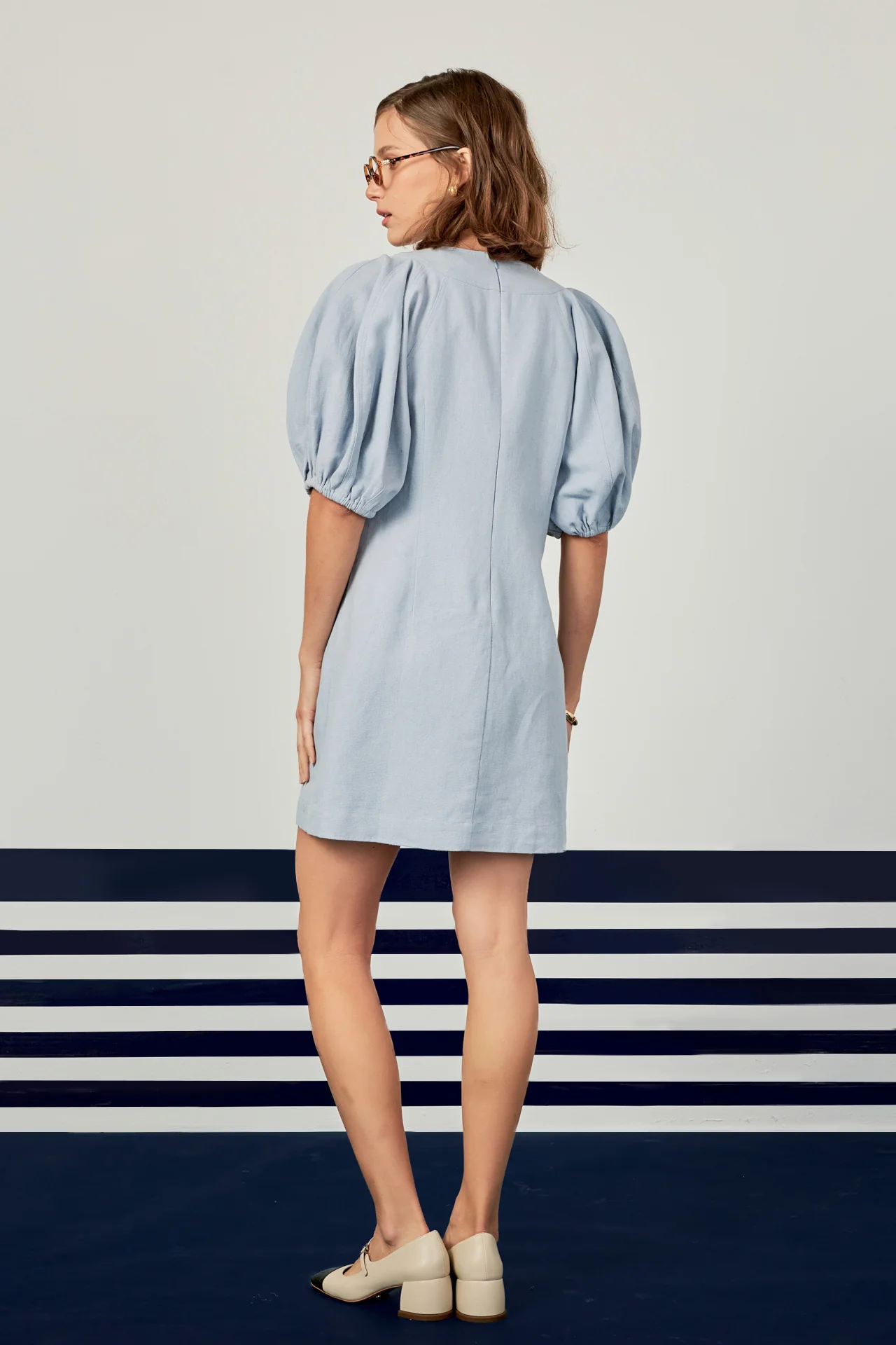 Laced Up Puffed Sleeve Mini Dress - Image 17