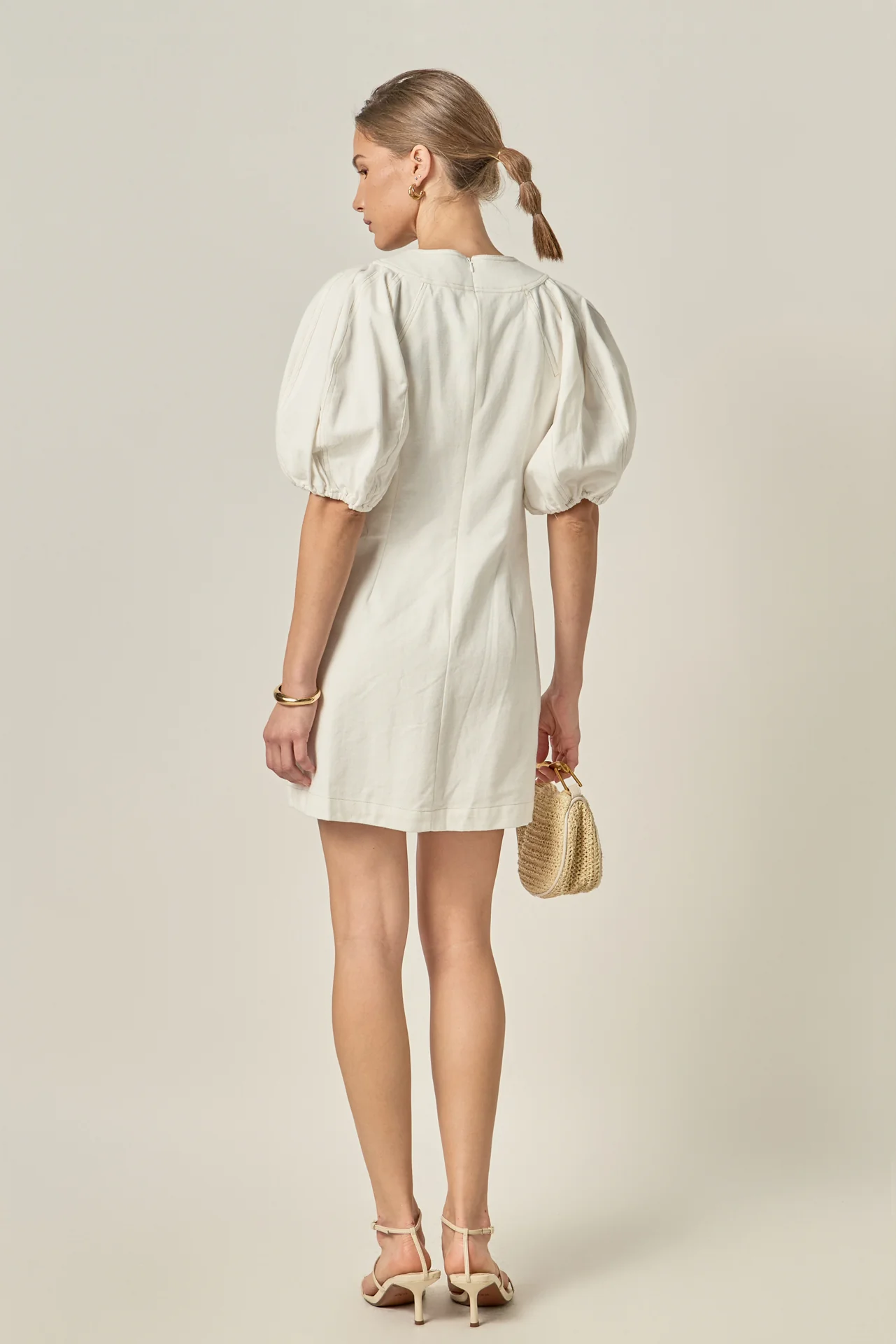 Laced Up Puffed Sleeve Mini Dress - Image 5