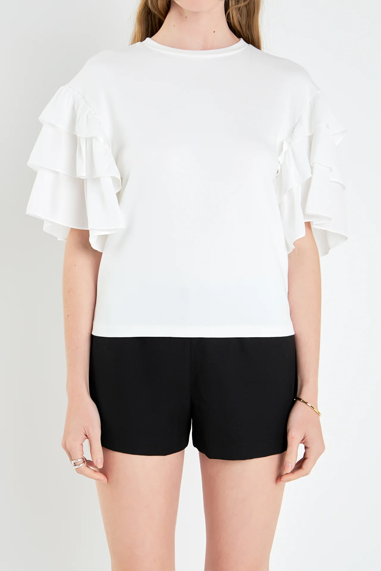 Layered Ruffles Mixed Media Top - Image 2