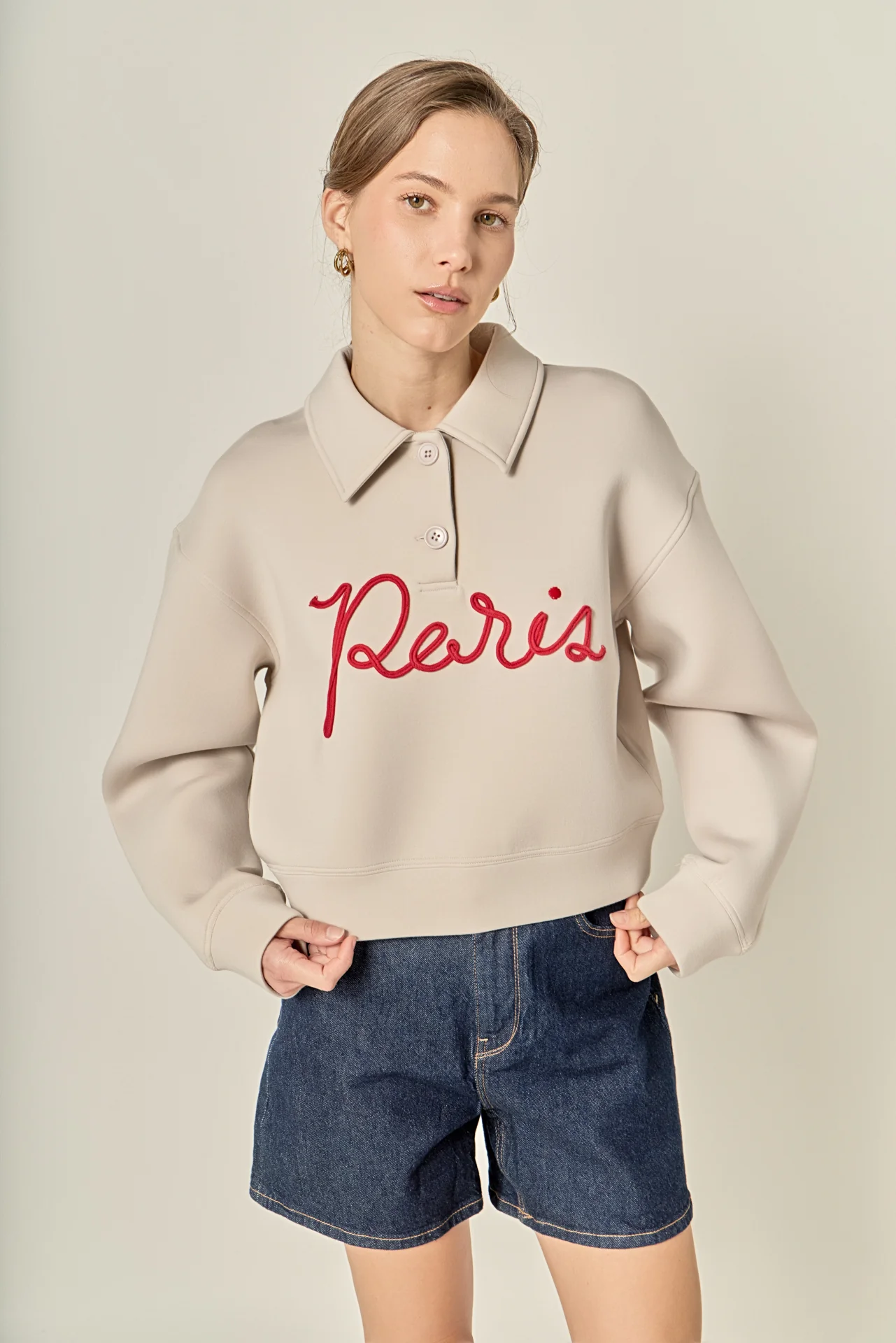 Paris Script Polo Scuba Top - Image 6