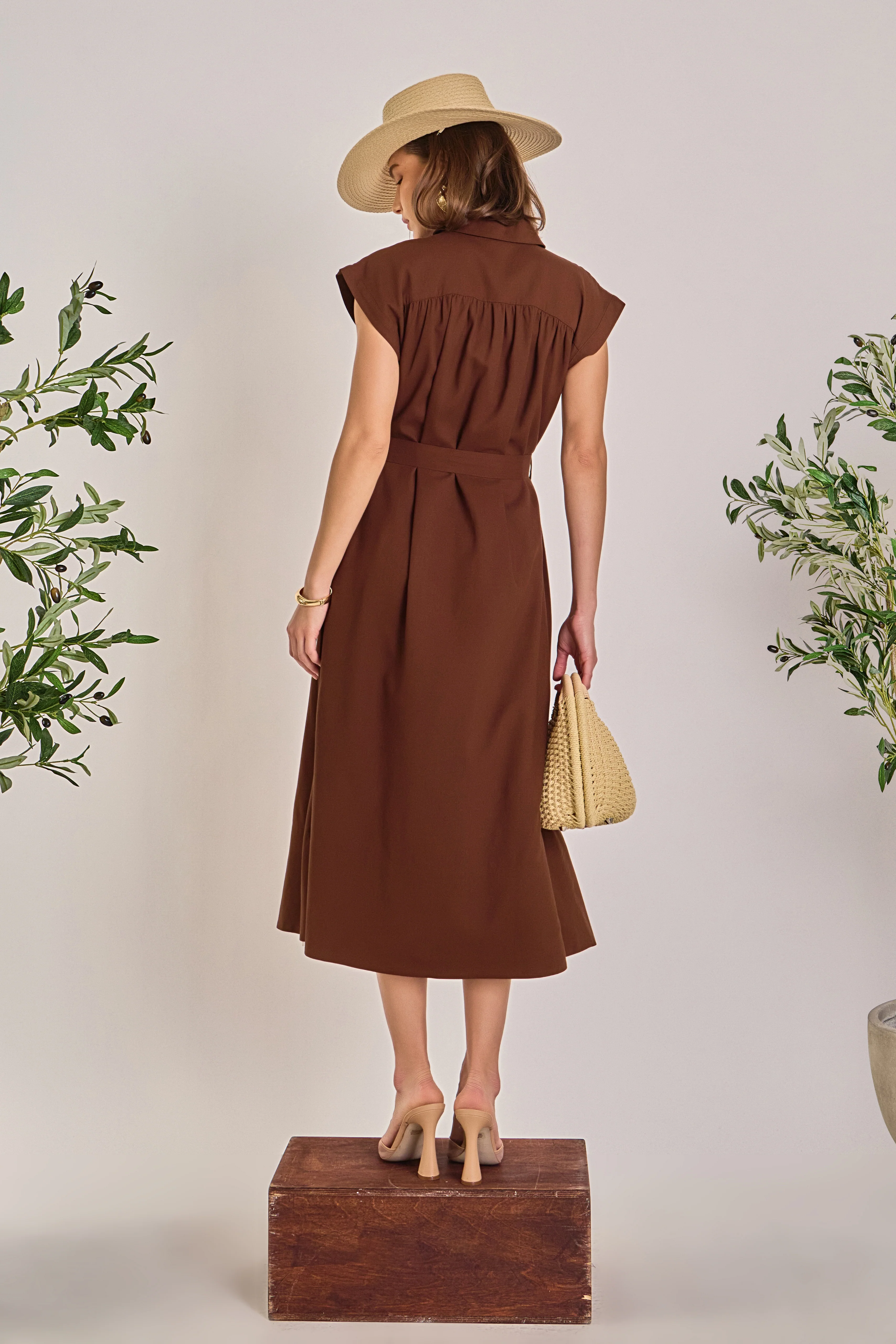 Linen Belted Midi Dress - Image 4