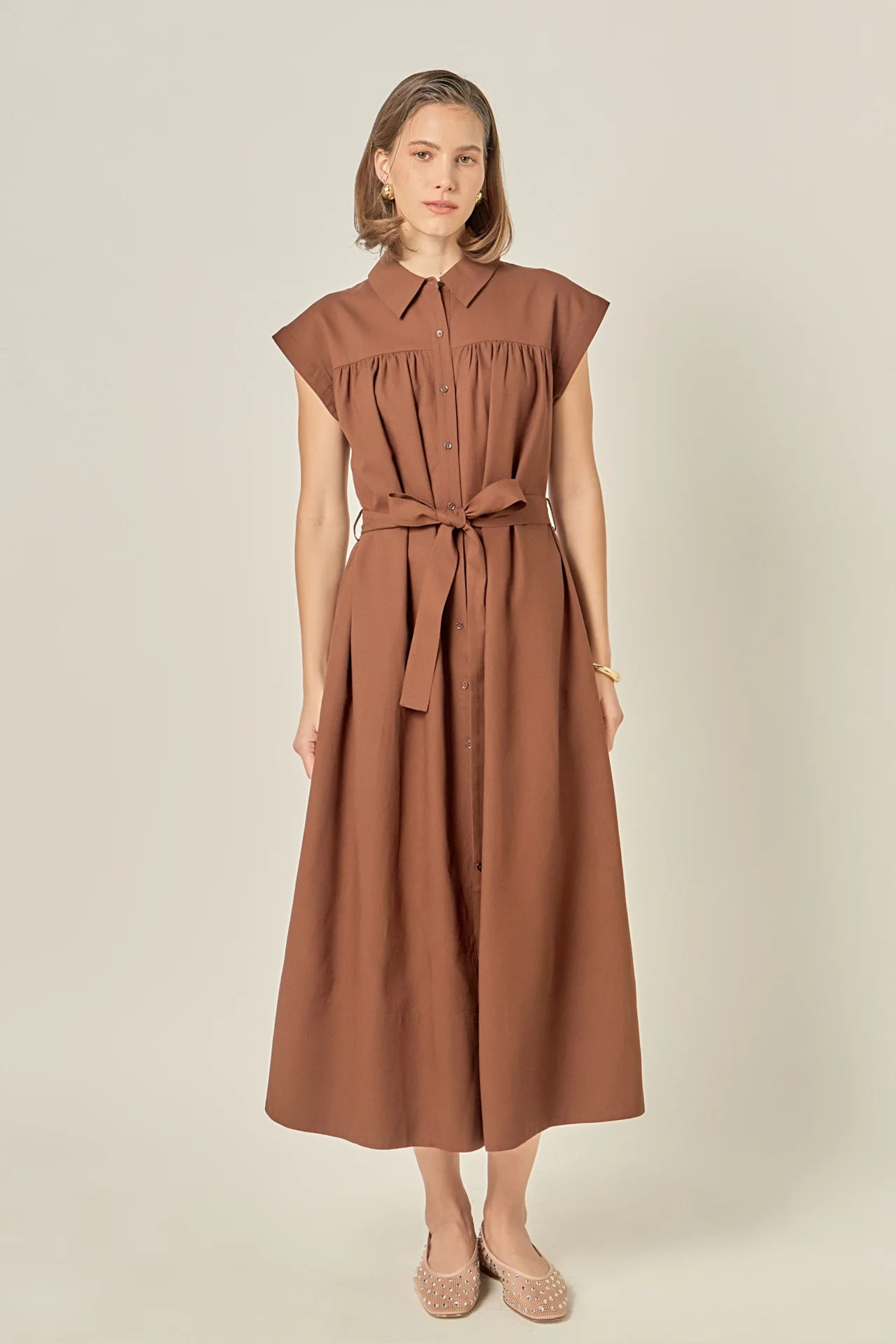 Linen Belted Midi Dress - Image 6