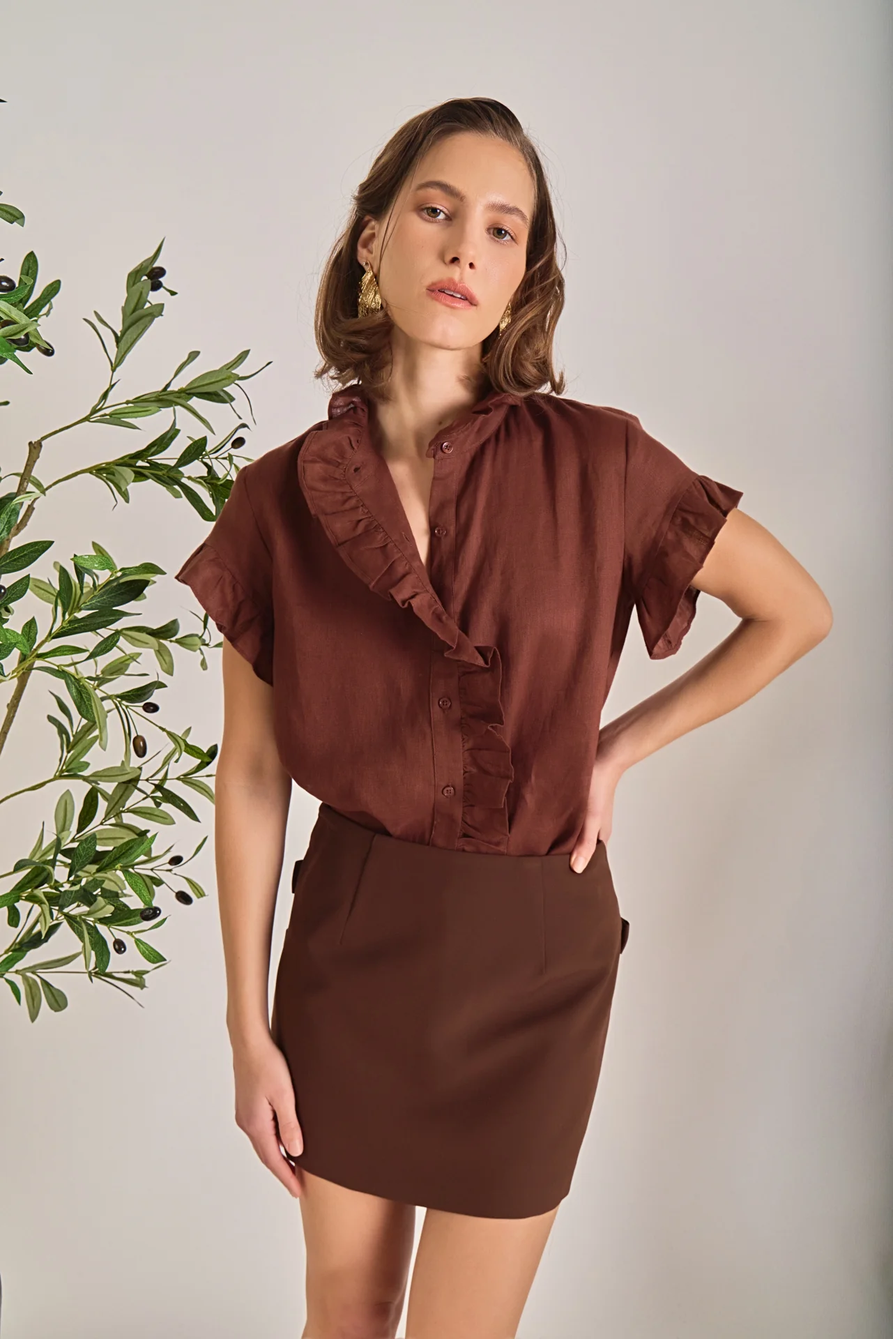 Linen Ruffle Shirt - Image 20