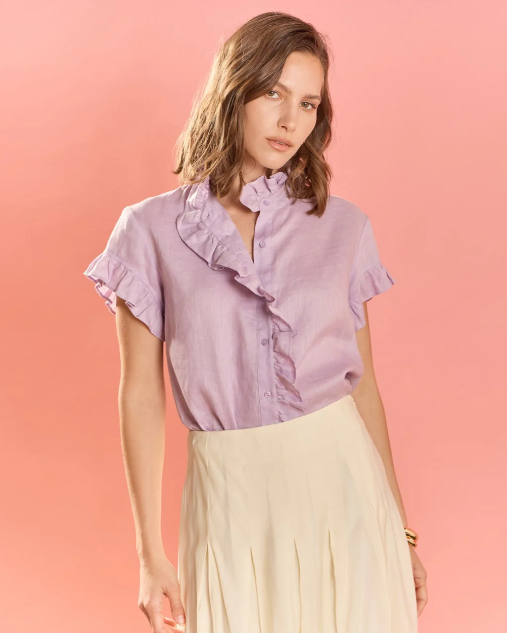 Linen Ruffle Shirt - Image 24
