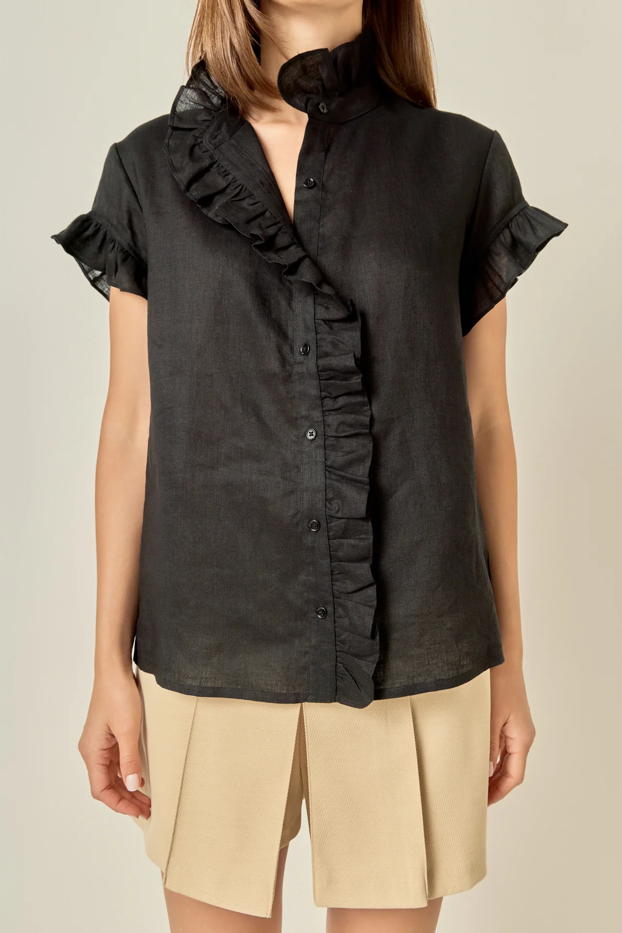 Linen Ruffle Shirt - Image 26