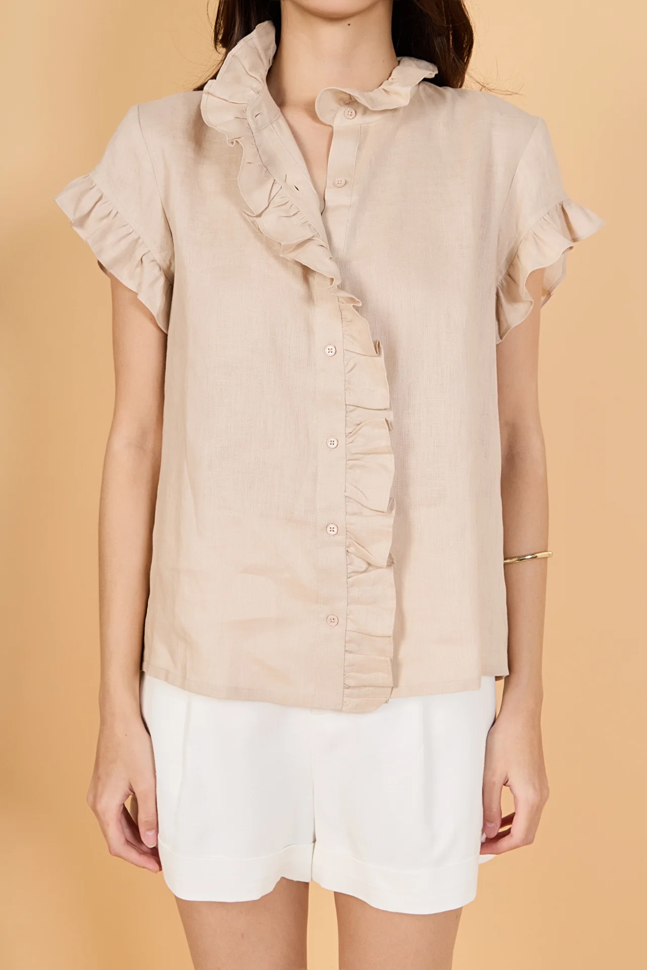 Linen Ruffle Shirt - Image 8