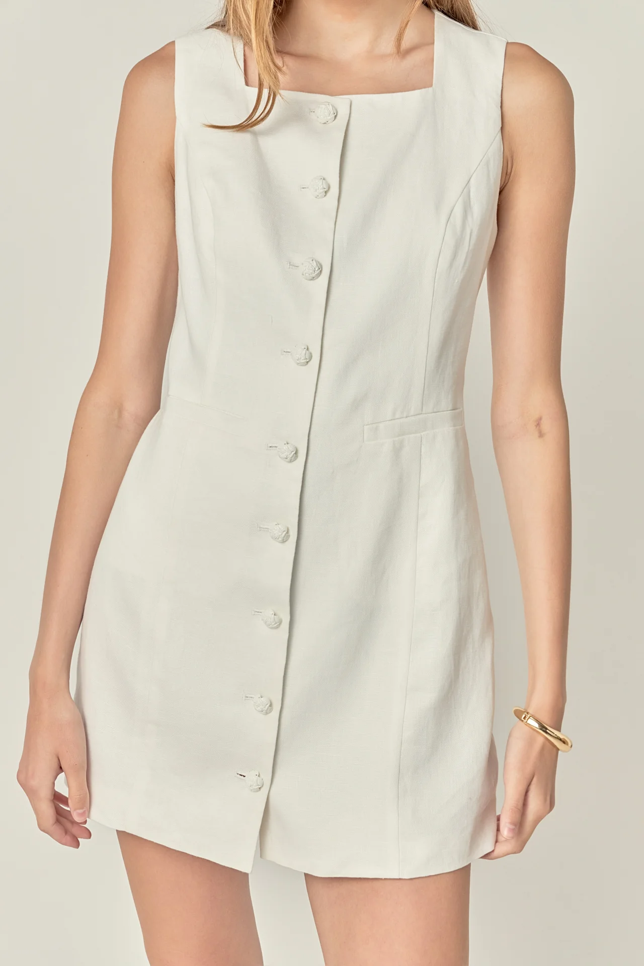 Linen Sleeveless Mini Dress - Image 2