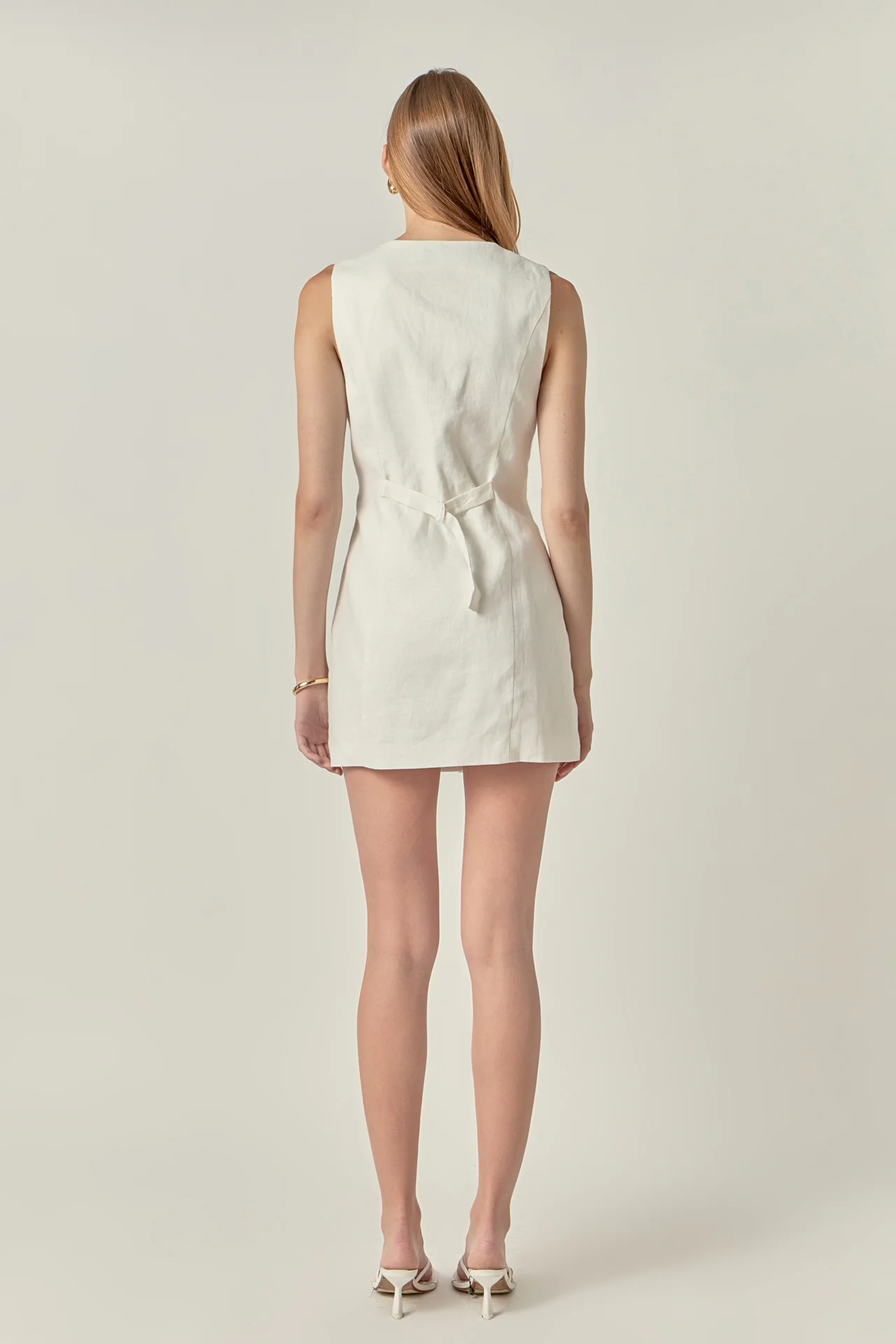 Linen Sleeveless Mini Dress - Image 4