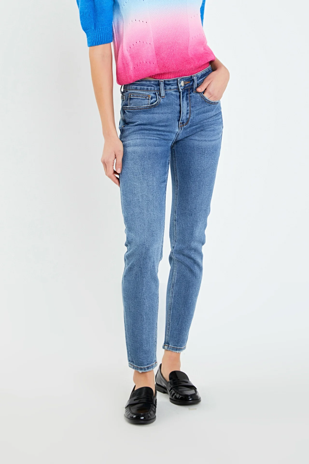 Midi Waist Skinny Ankle Jeans - Image 2
