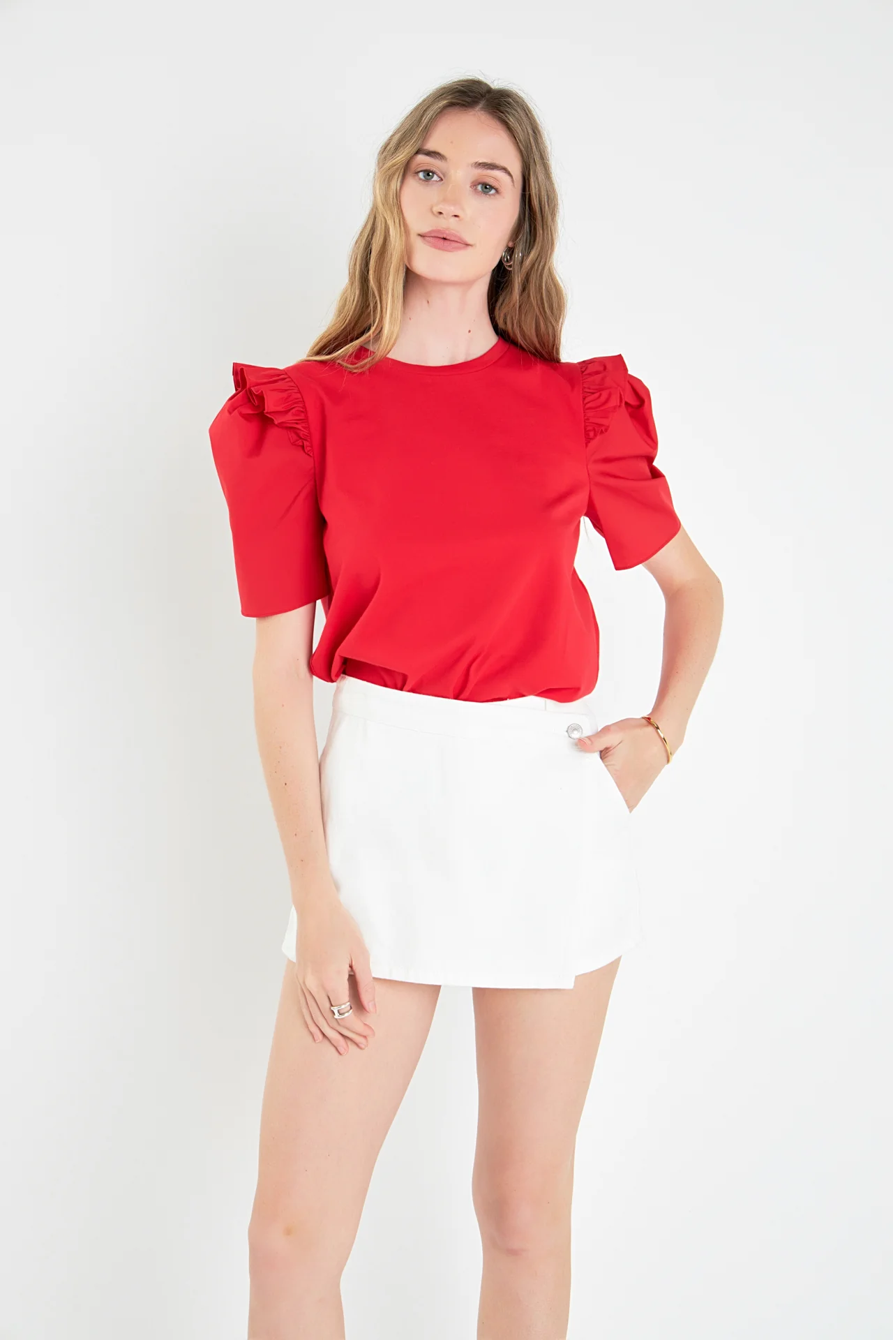 Mini Ruffle Puff Sleeve T-Shirt - Image 46