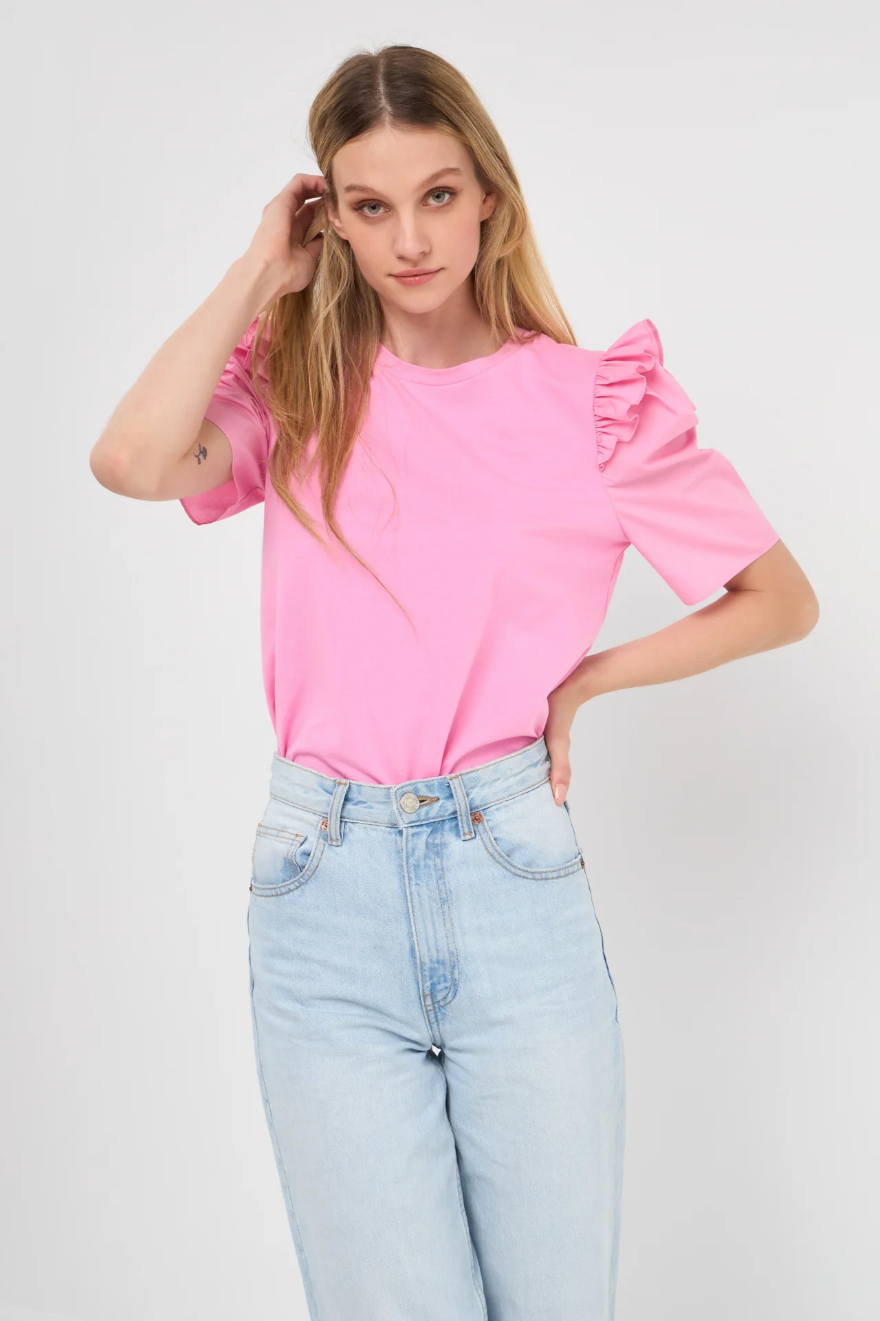 Mini Ruffle Puff Sleeve T-Shirt - Image 69