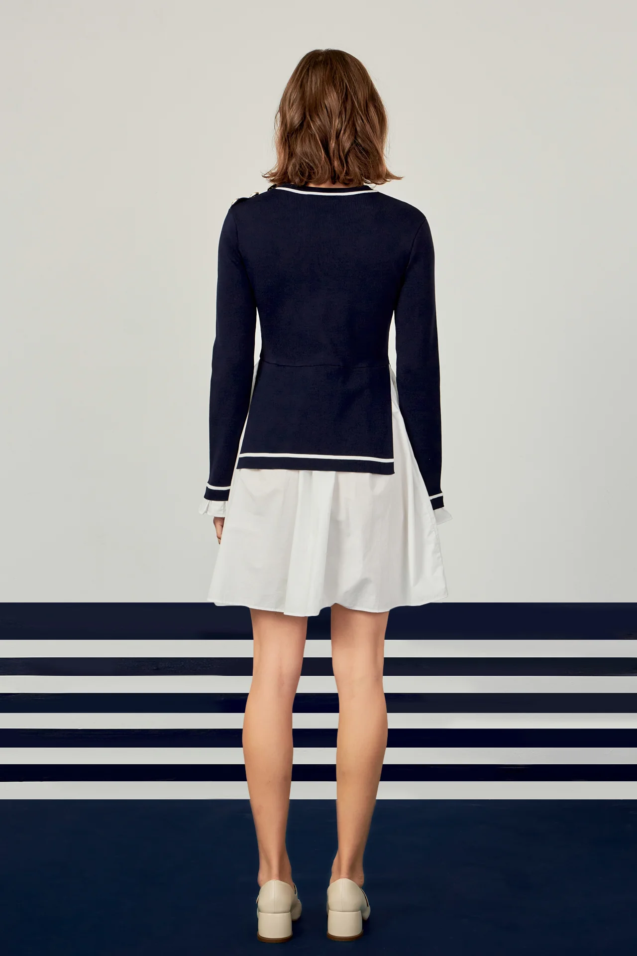 Mix Media Button Pointed Dress - Image 4
