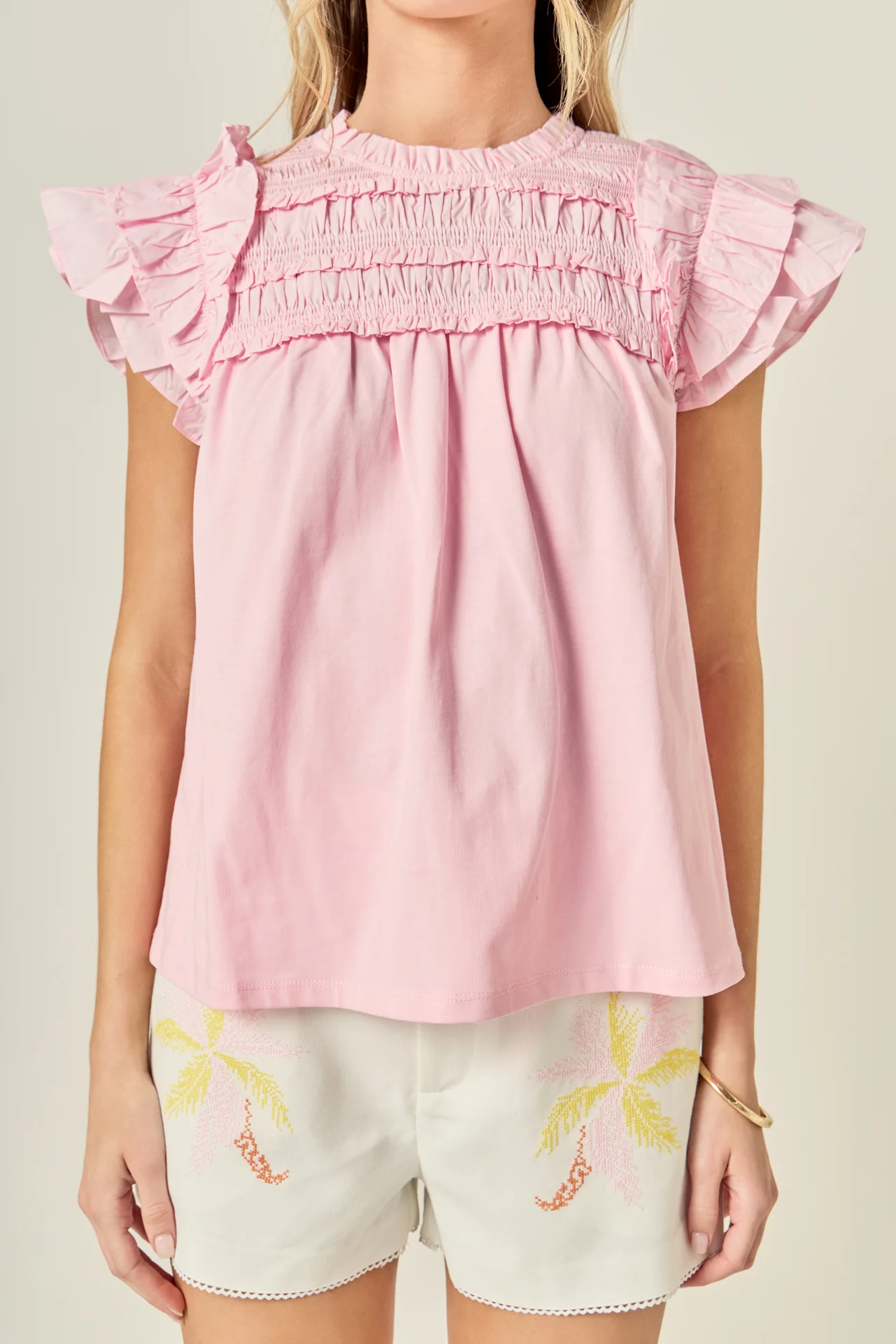 Mix Media Ruffle Top - Image 2