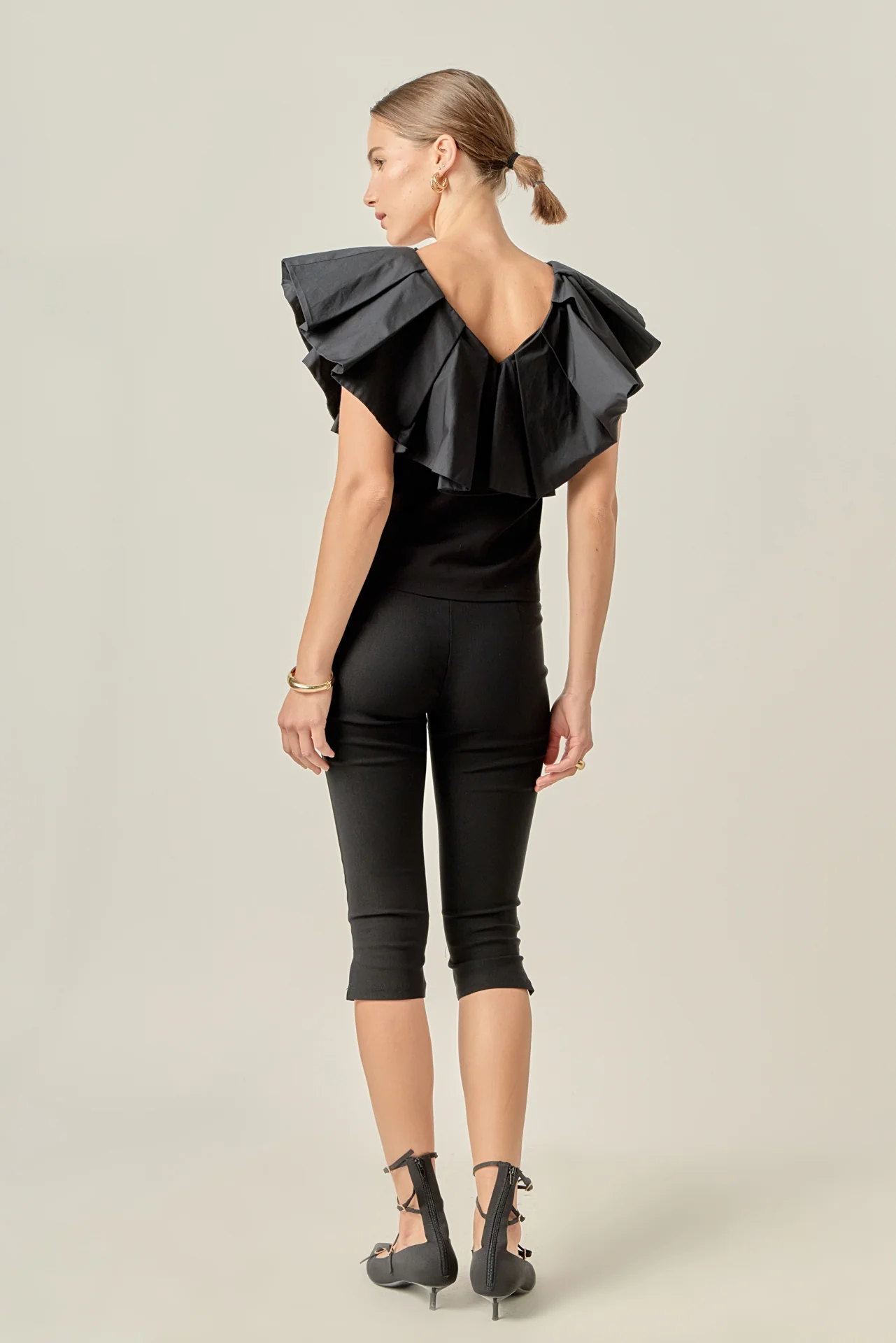 Mix Media Ruffled Sleeveless Top - Image 4