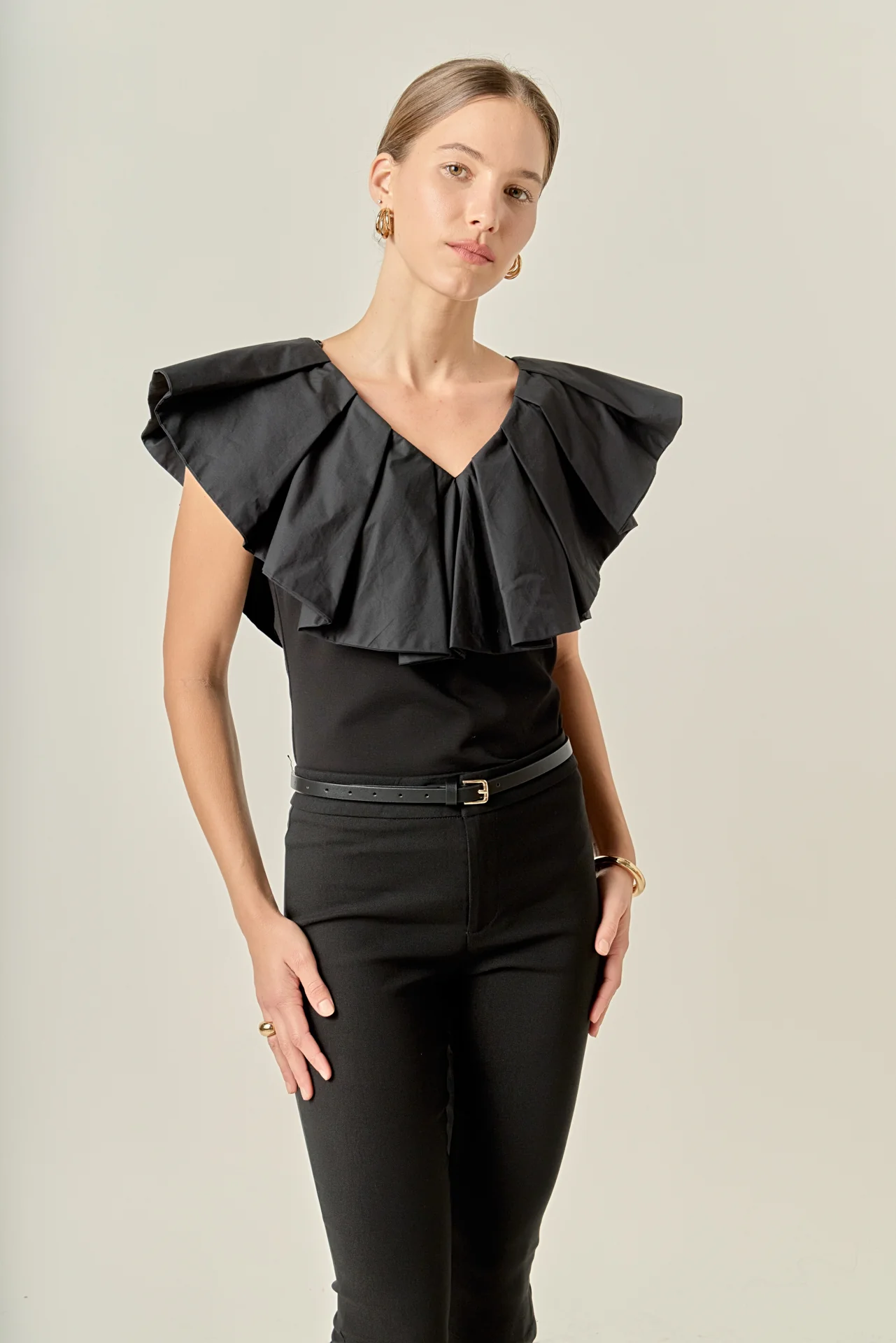 Mix Media Ruffled Sleeveless Top - Image 5