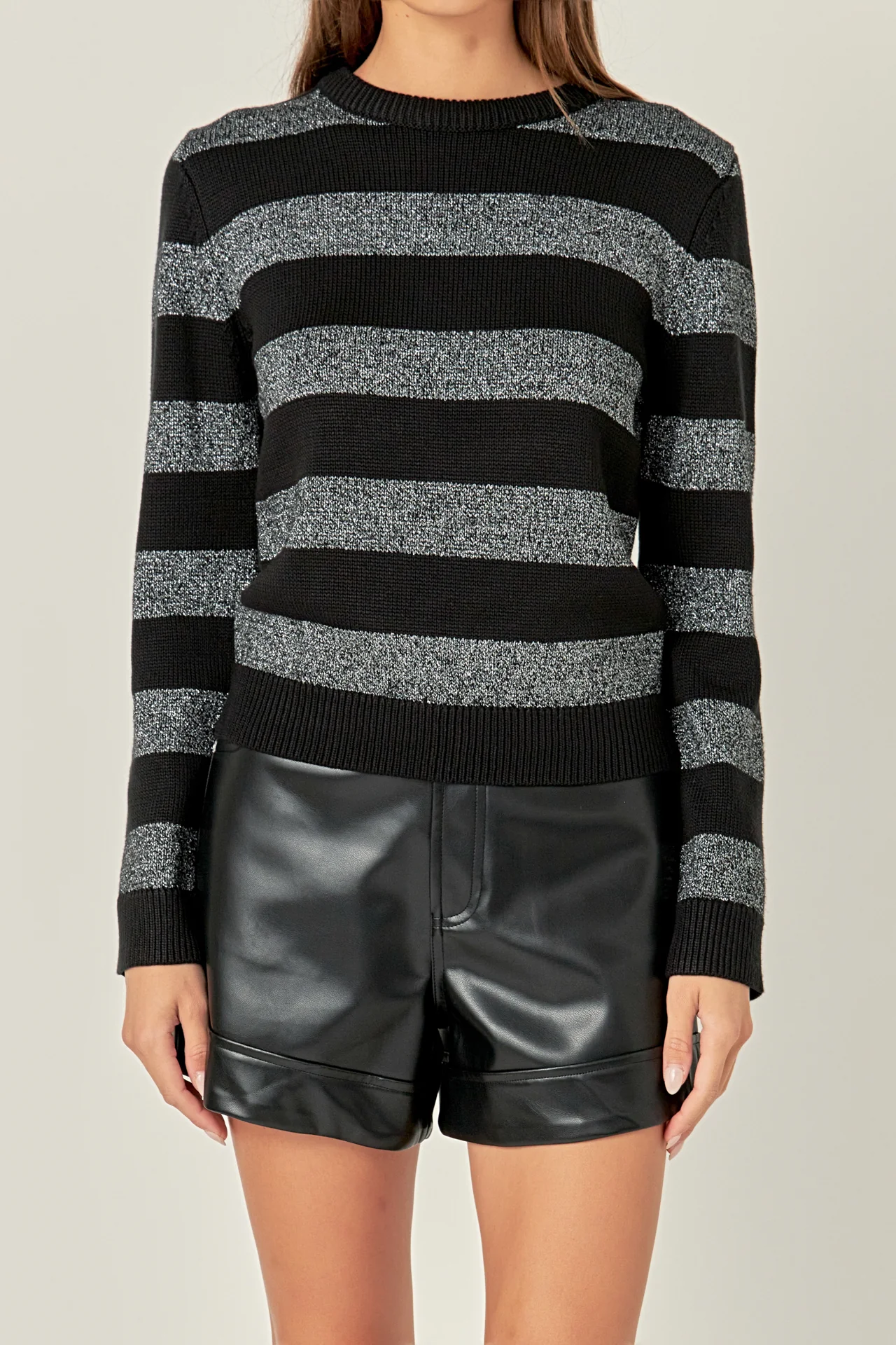 Mixed Lurex Stripe Knit Top - Image 2