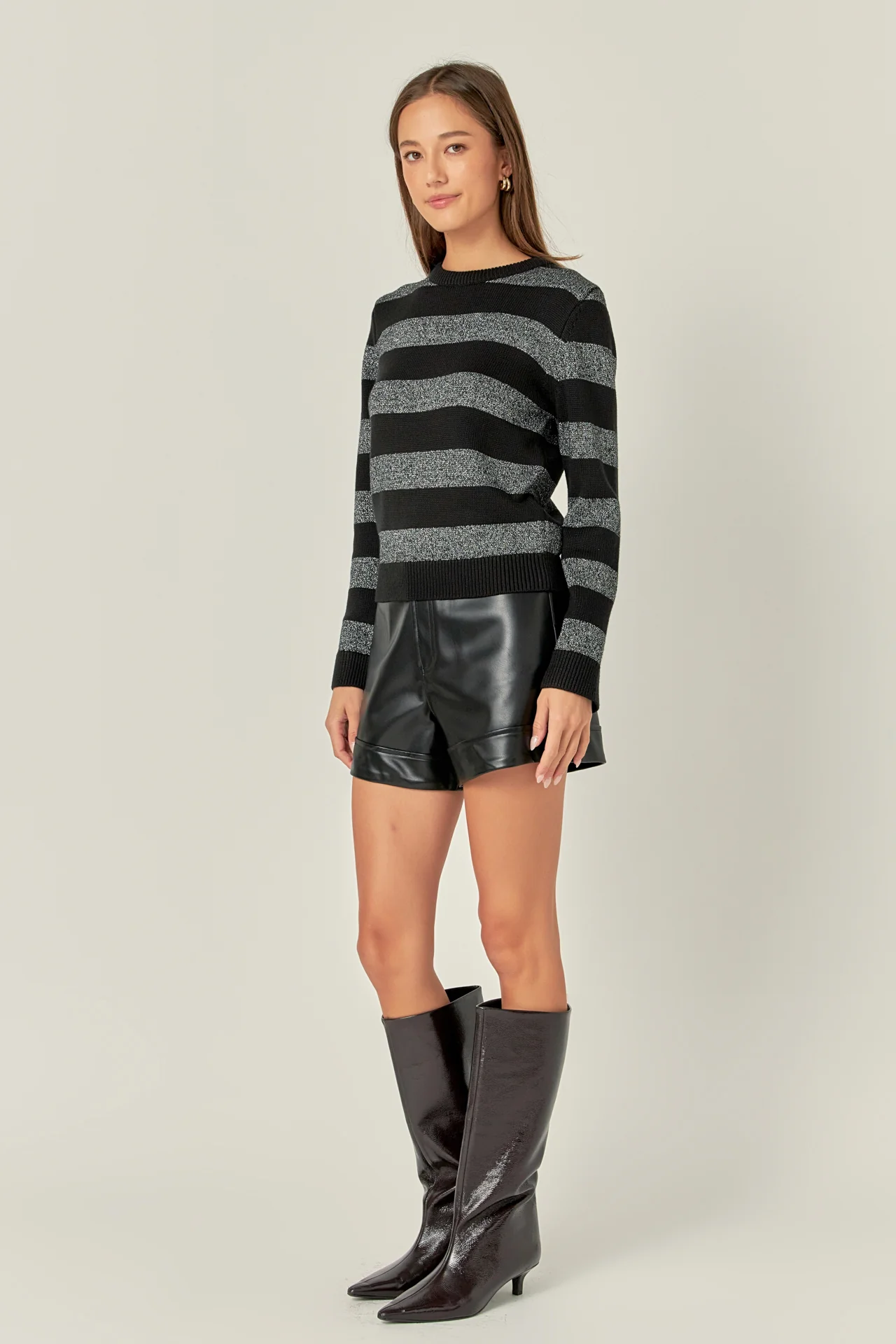 Mixed Lurex Stripe Knit Top - Image 3
