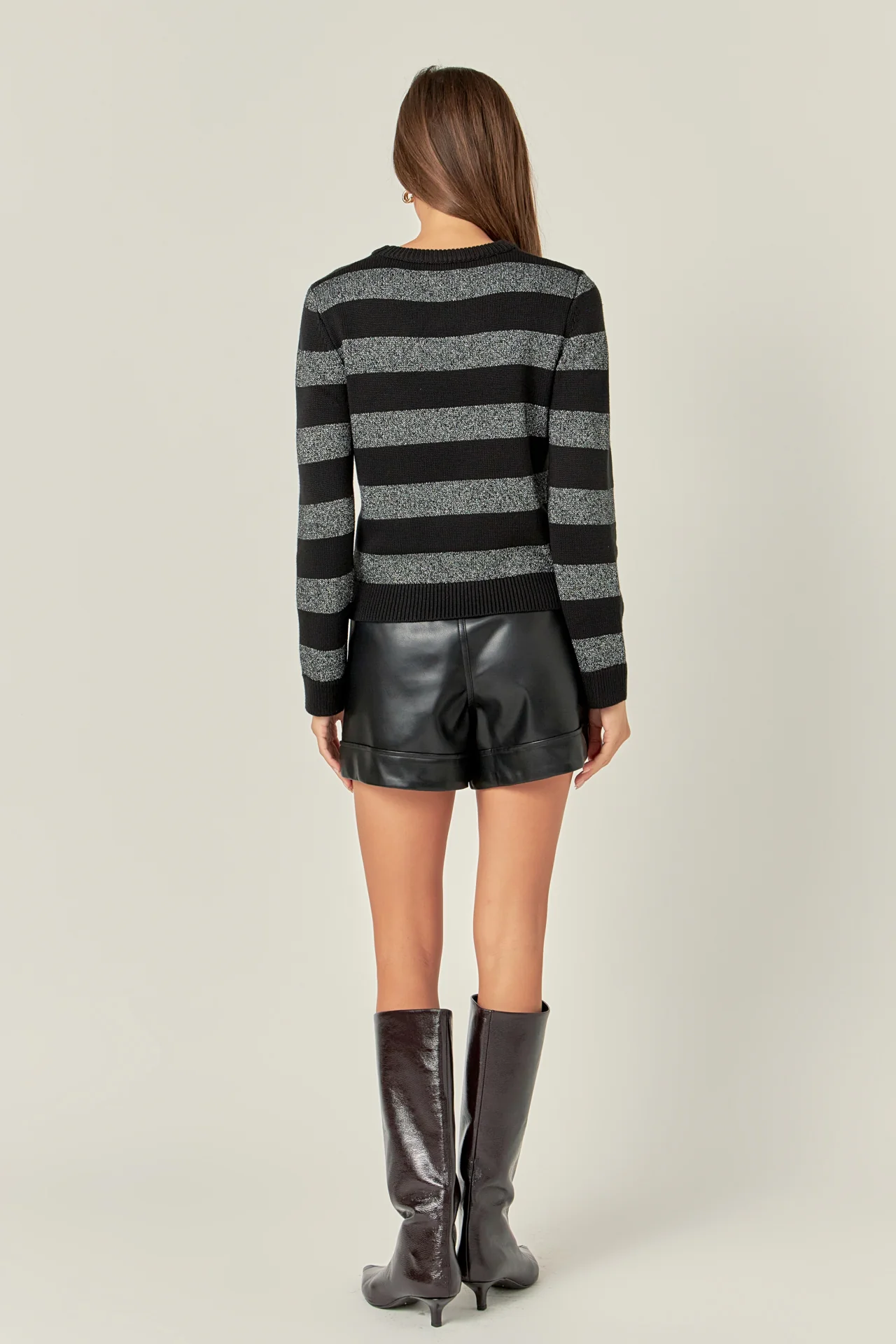 Mixed Lurex Stripe Knit Top - Image 4