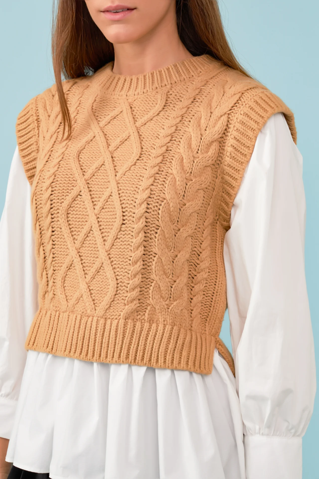 Mixed Media Cable Detail Sweater - Image 12