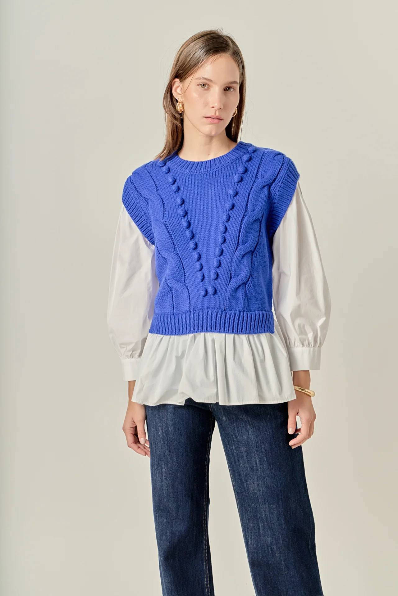 Mixed Media Cable Sweater - Image 10