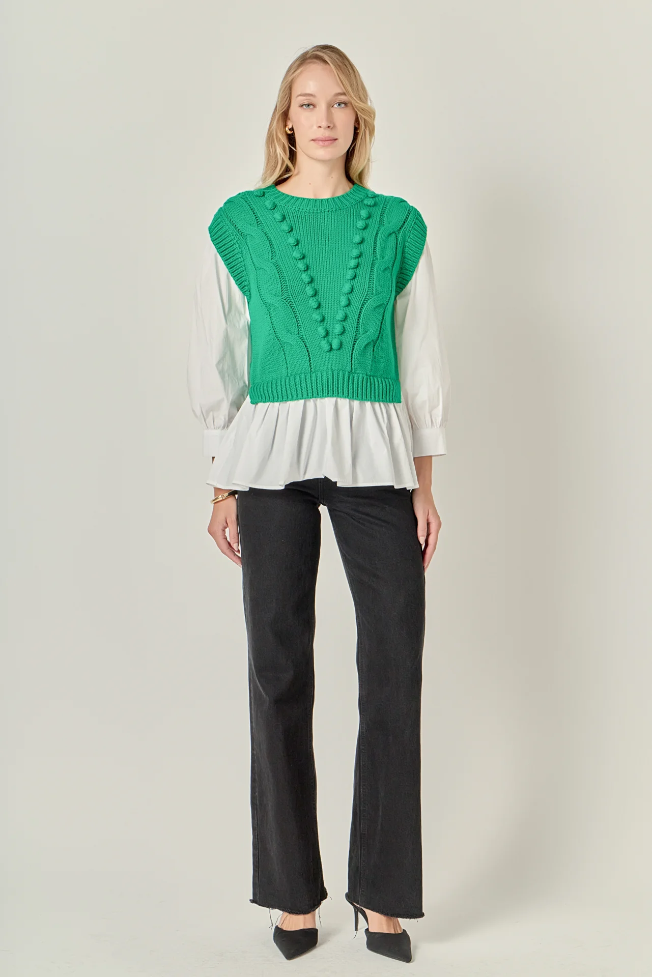 Mixed Media Cable Sweater - Image 11