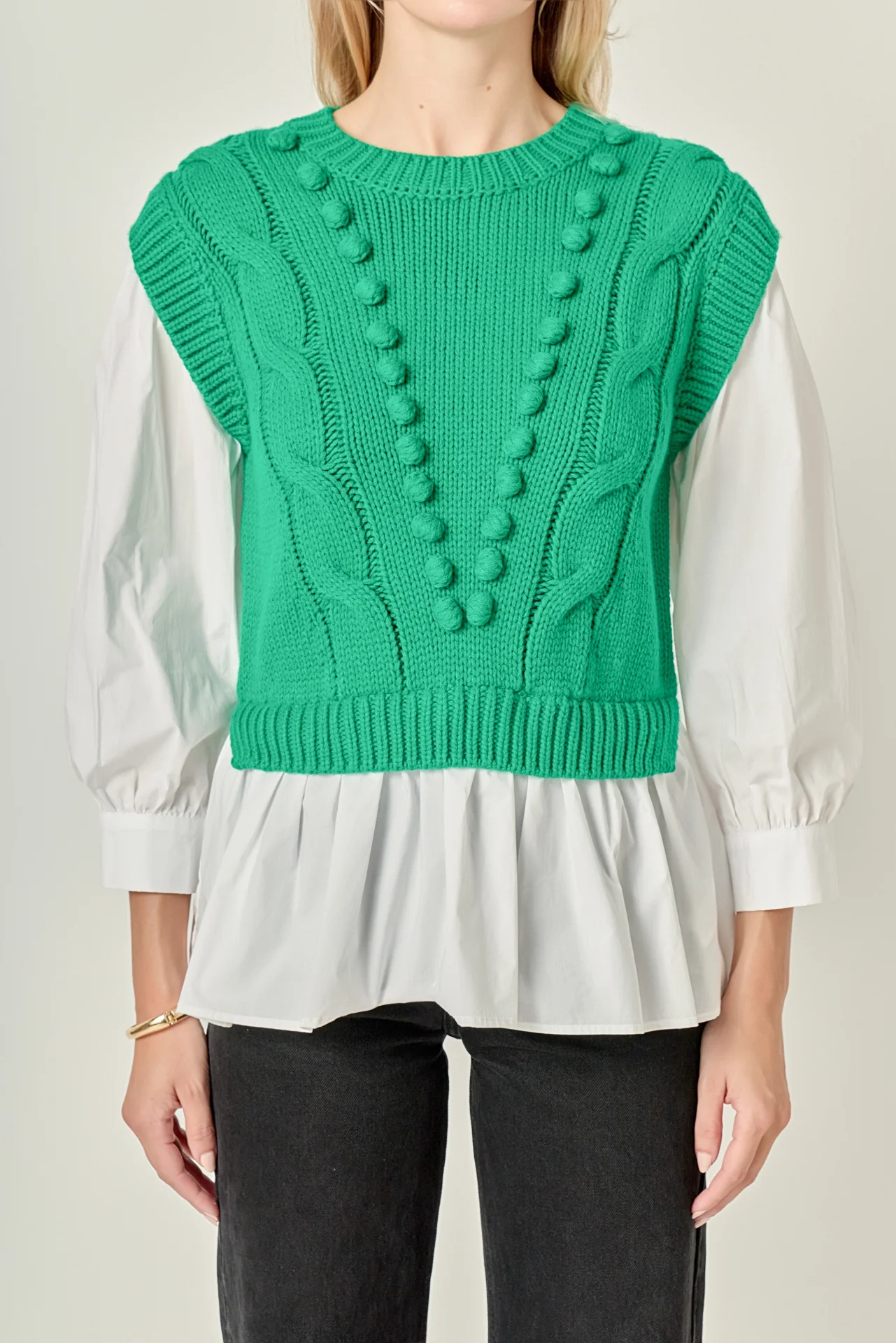 Mixed Media Cable Sweater - Image 12