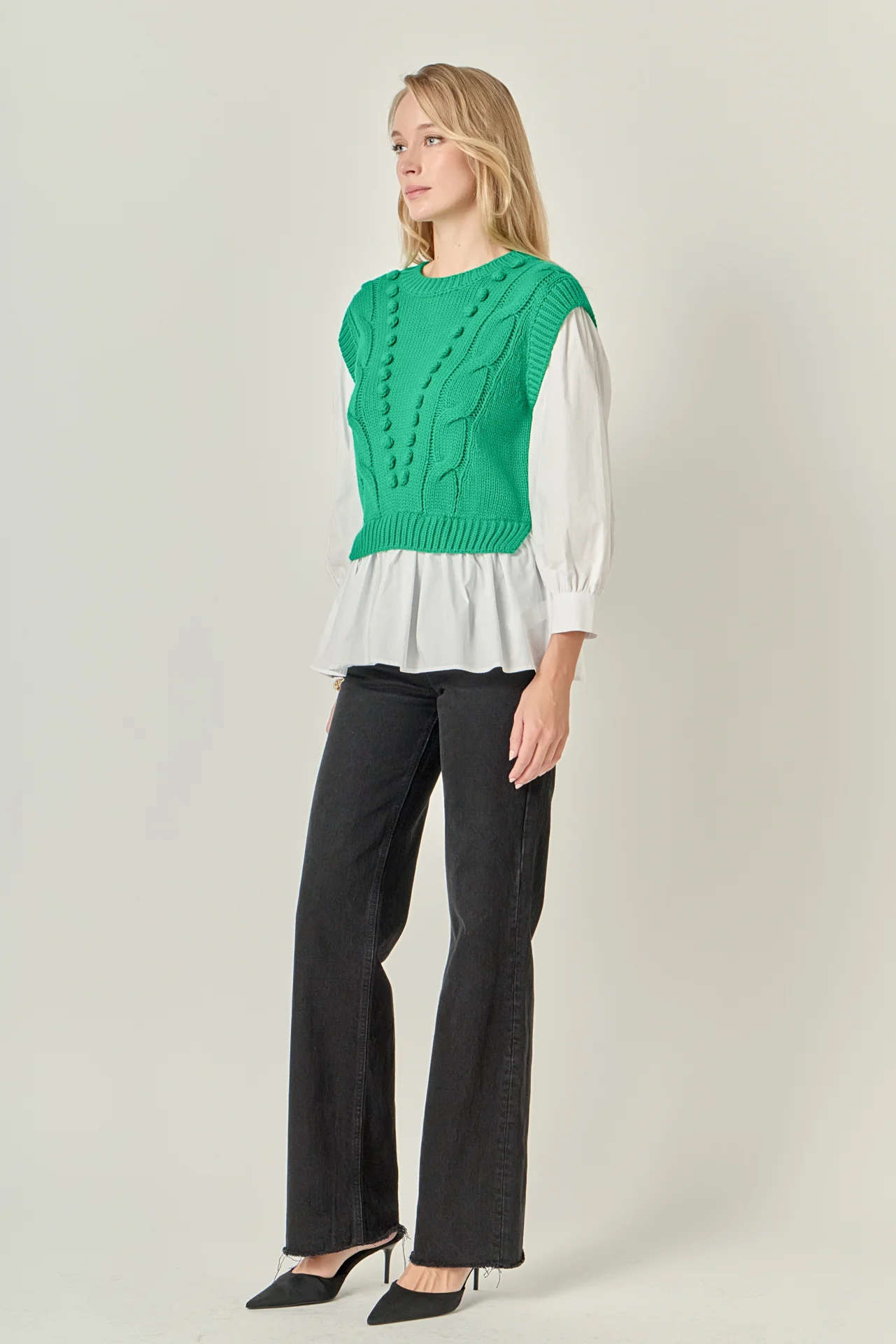 Mixed Media Cable Sweater - Image 13