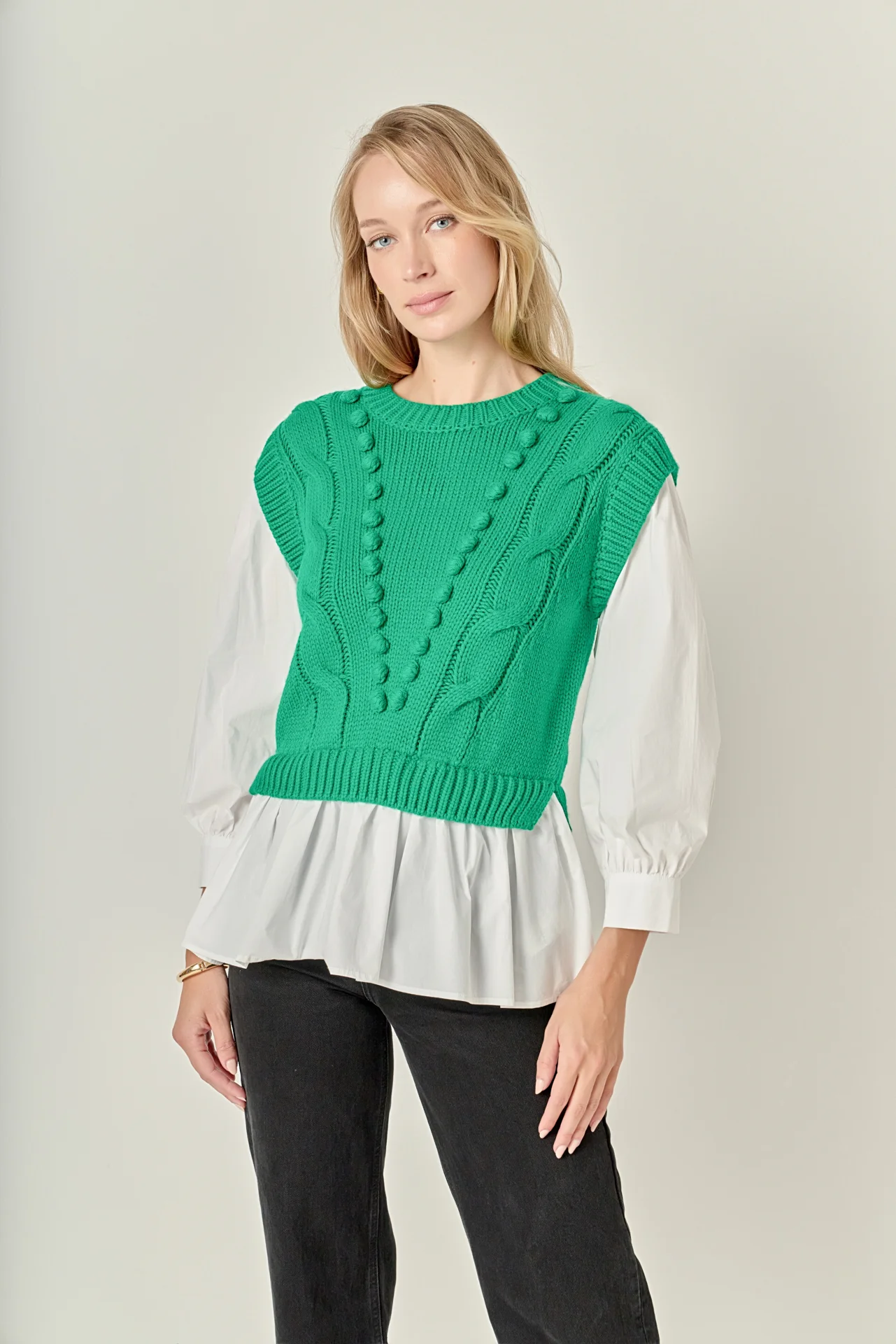 Mixed Media Cable Sweater - Image 15