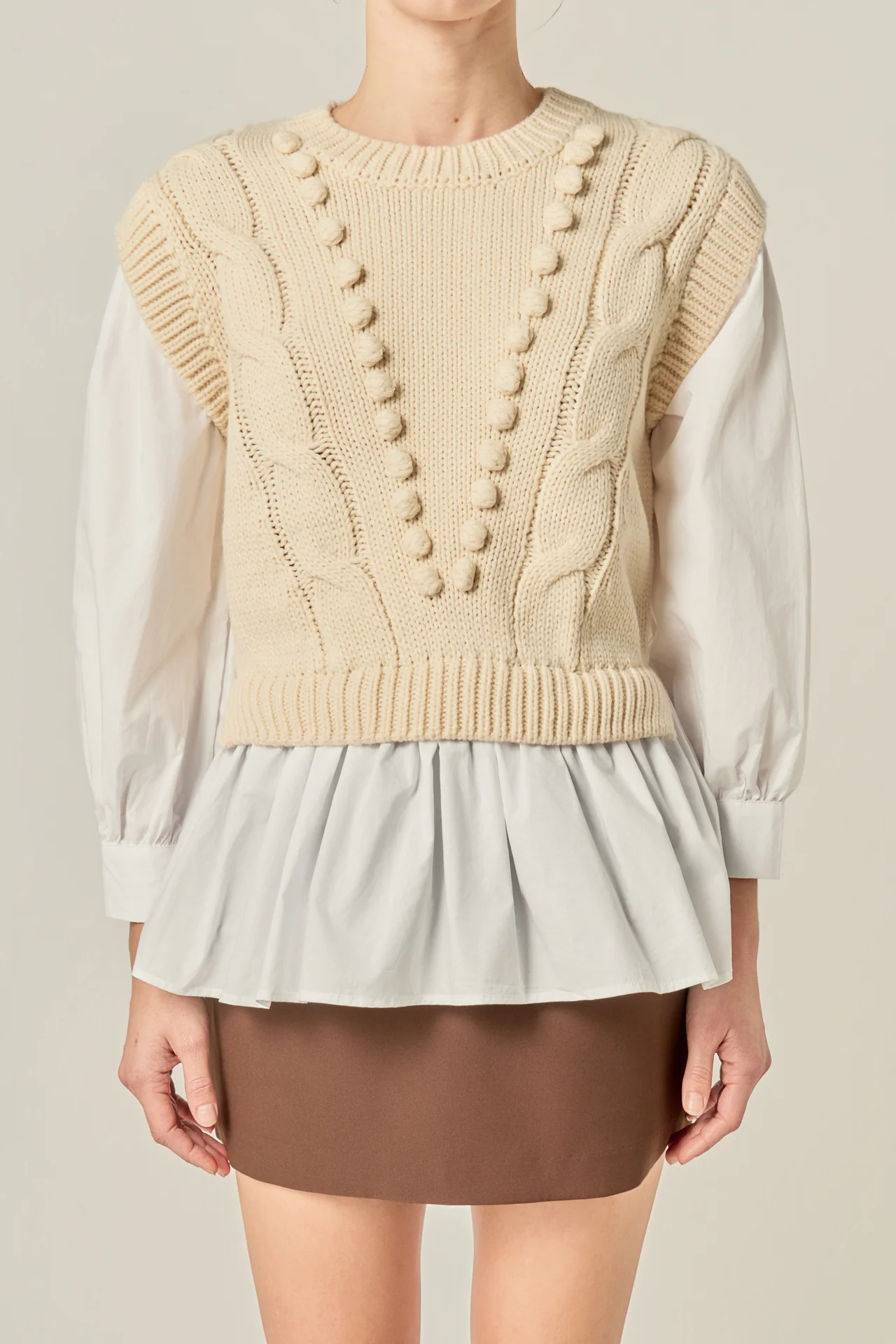 Mixed Media Cable Sweater - Image 2