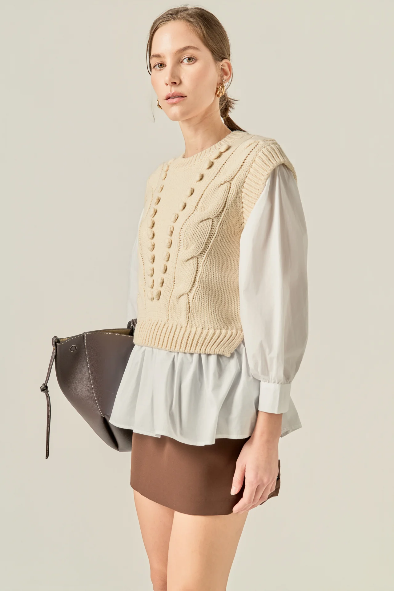 Mixed Media Cable Sweater - Image 5
