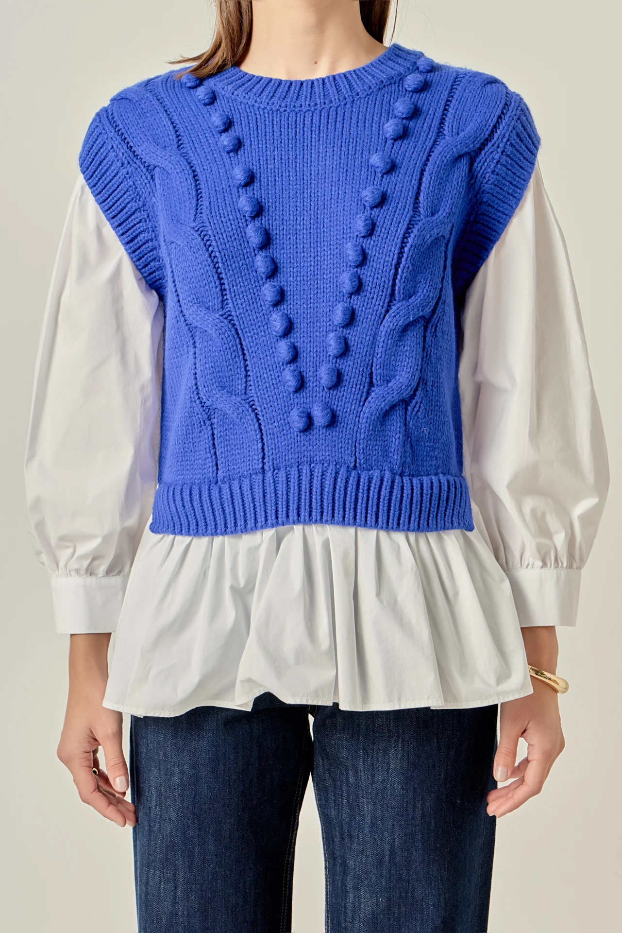 Mixed Media Cable Sweater - Image 7