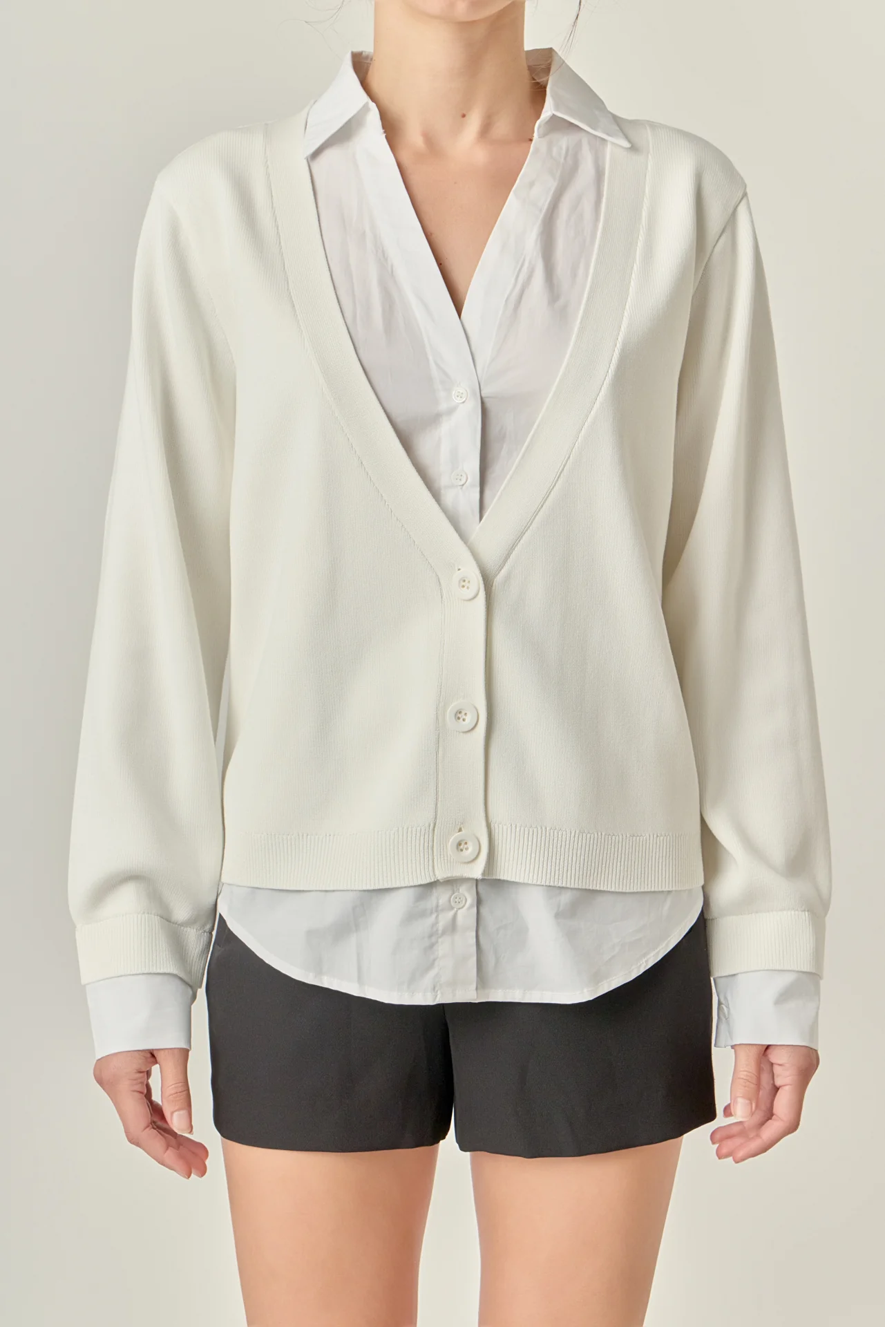 Mixed Media Knit Cardigan - Image 2