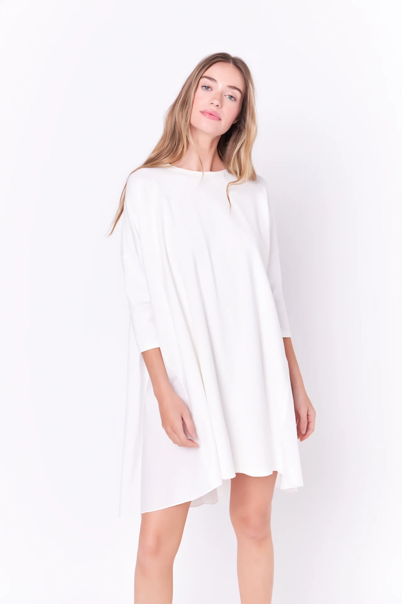 Mixed Media High & Low Mini Dress - Image 10